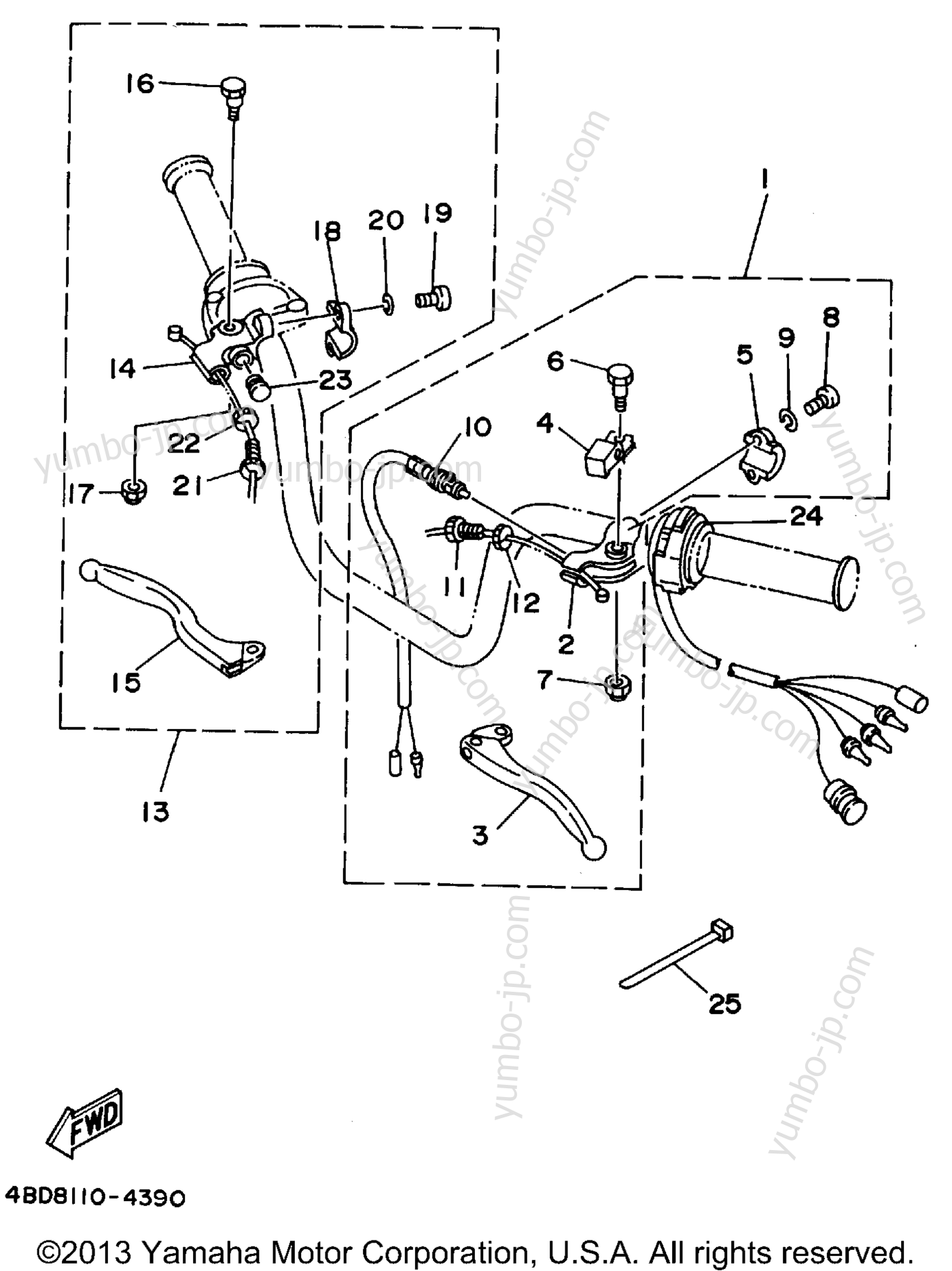 Handle Switch - Lever для квадроциклов YAMAHA YFB250G_MNH 1995 г.