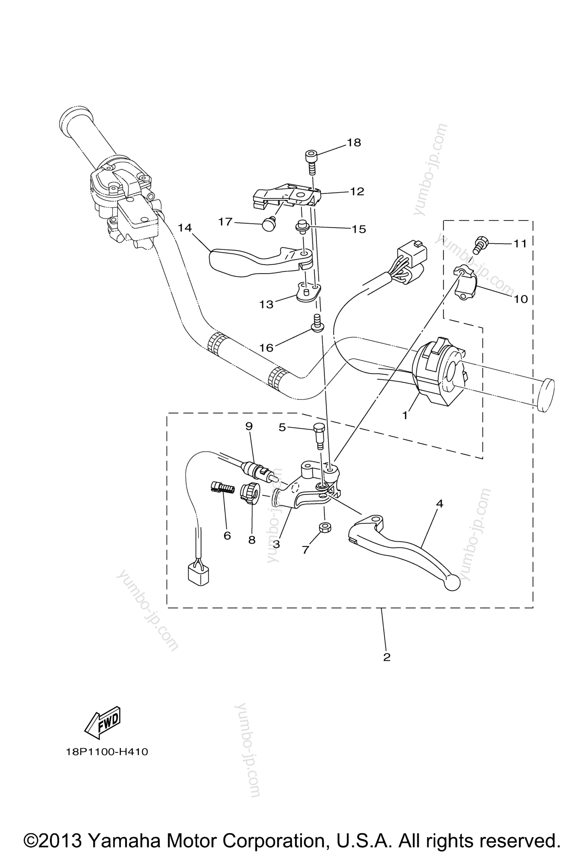 Handle Switch Lever для квадроциклов YAMAHA YFZ450X (YFZ450XZW) 2010 г.