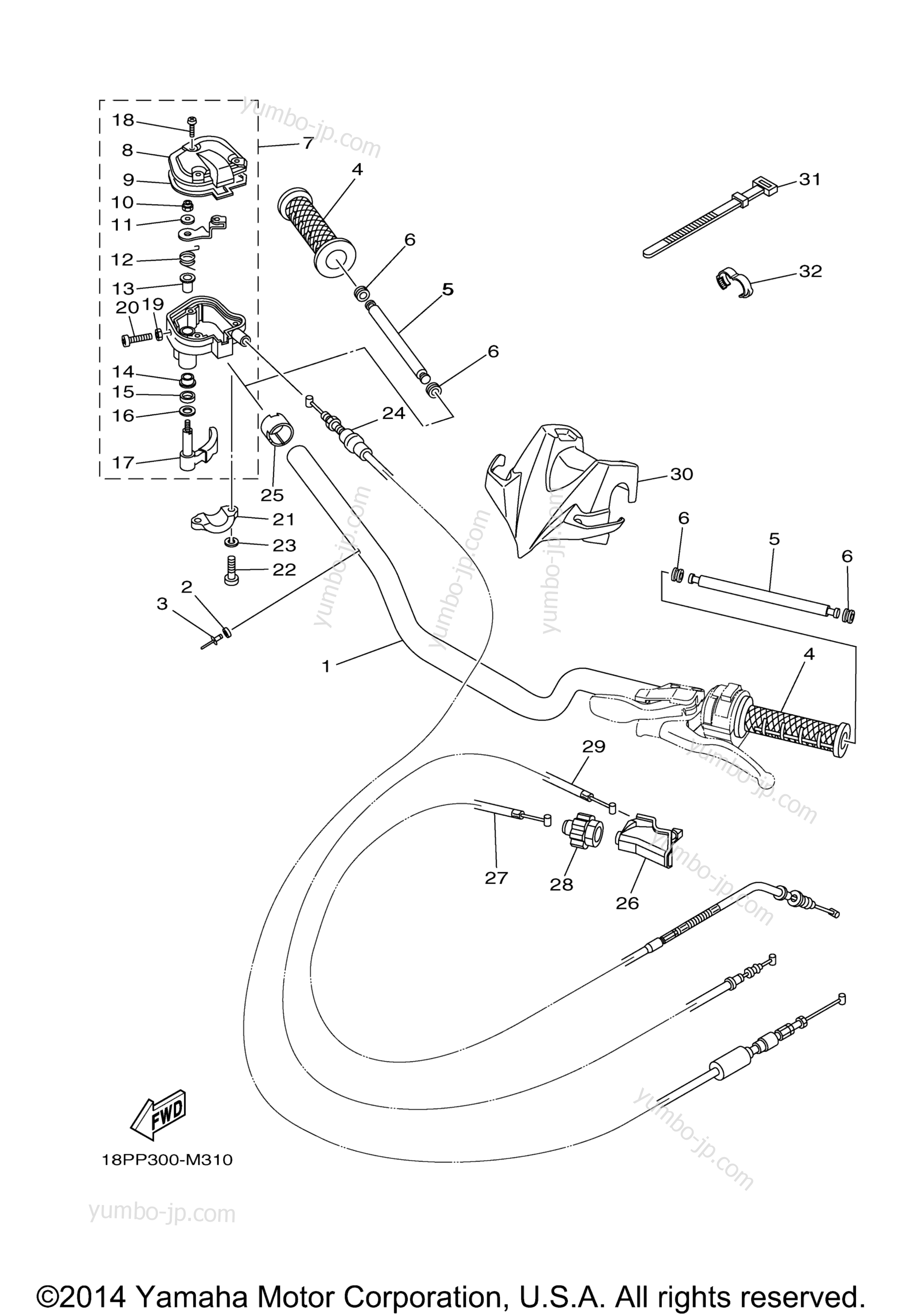 Steering Handle Cable для квадроциклов YAMAHA YFZ450R (YFZ450RFL) 2015 г.