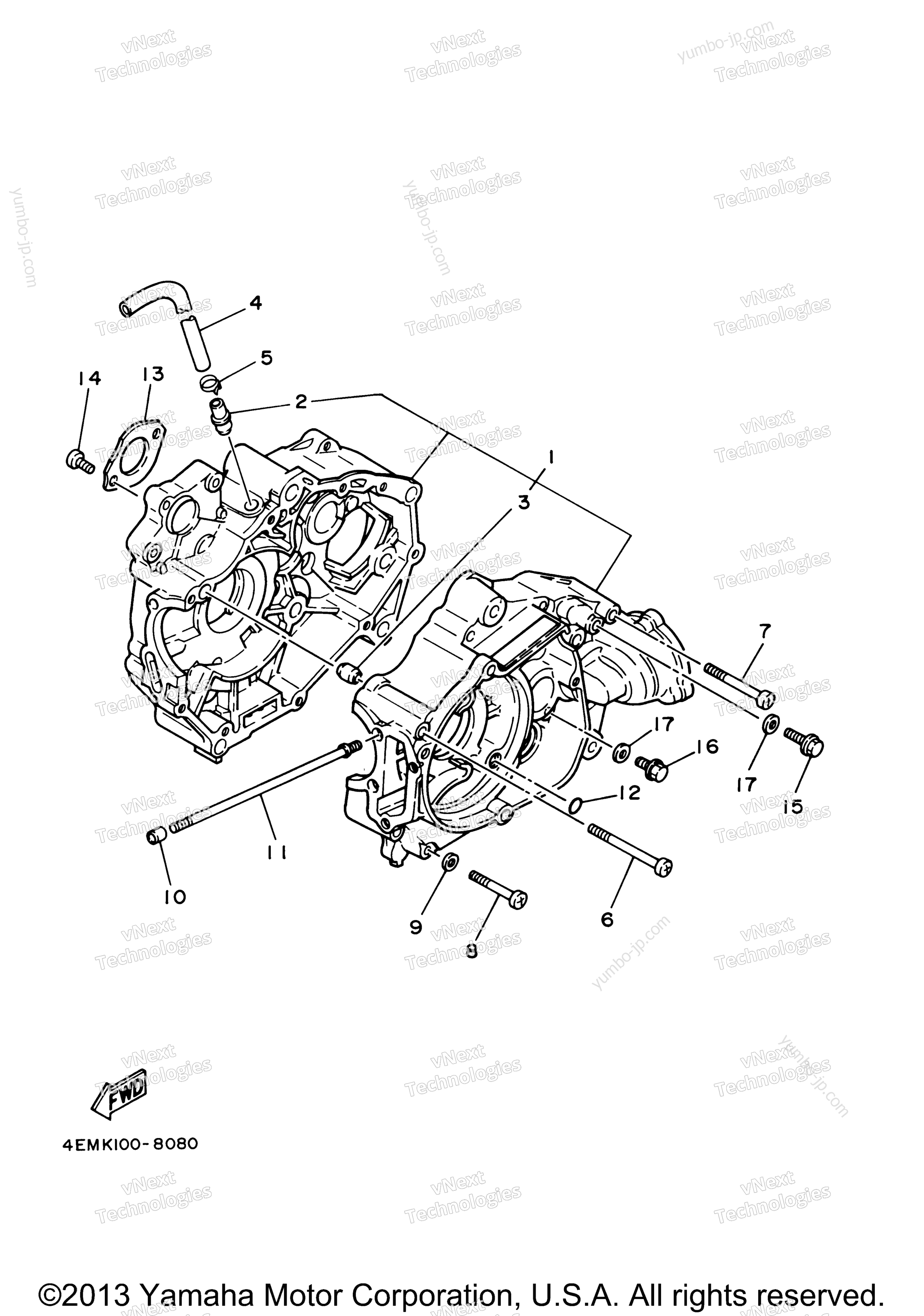 CRANKCASE for ATVs YAMAHA BADGER (YFM80M) 2000 year