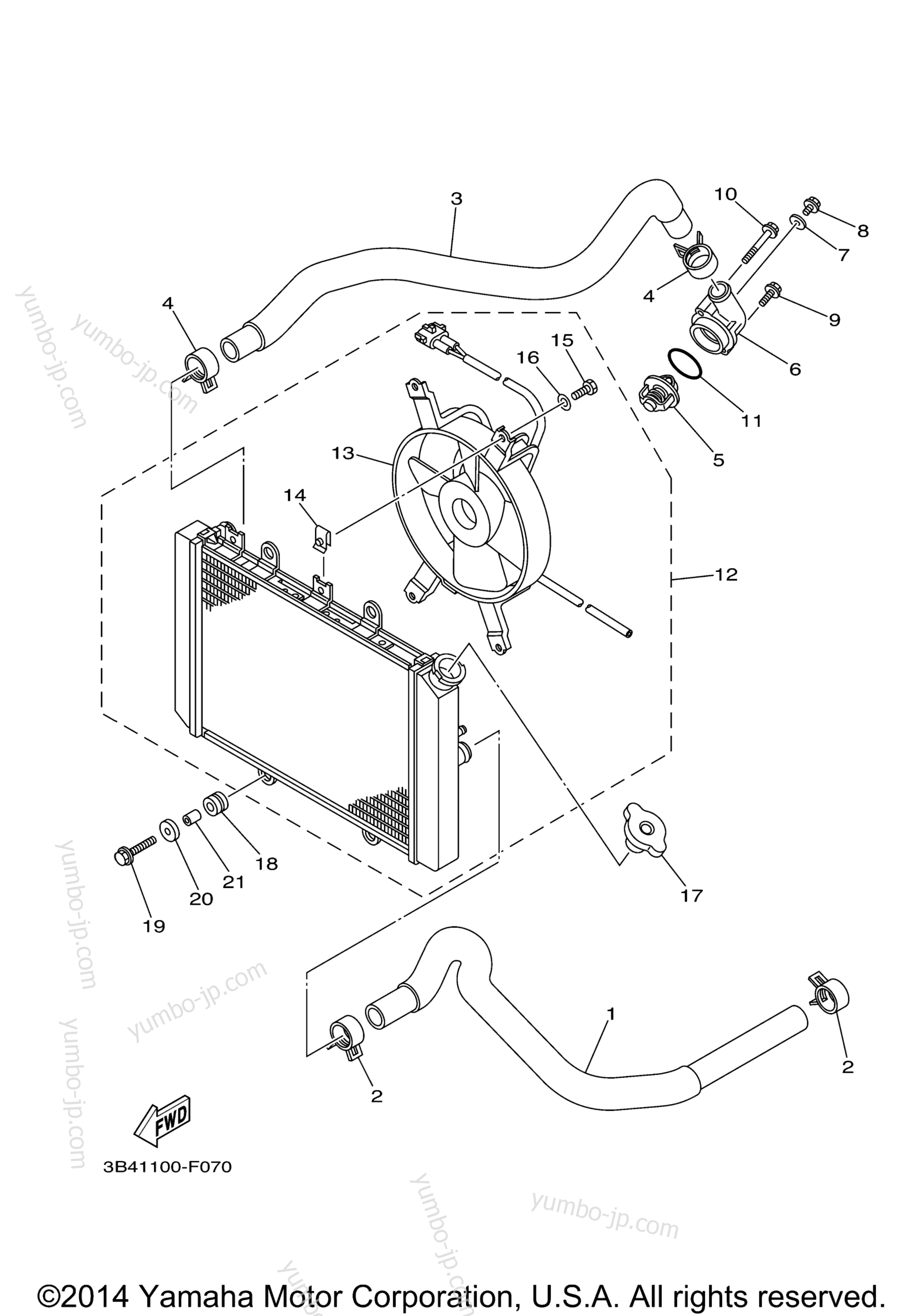 RADIATOR HOSE для квадроциклов YAMAHA GRIZZLY 700 SPECIAL EDITION (YFM7FGPSPX) 2008 г.