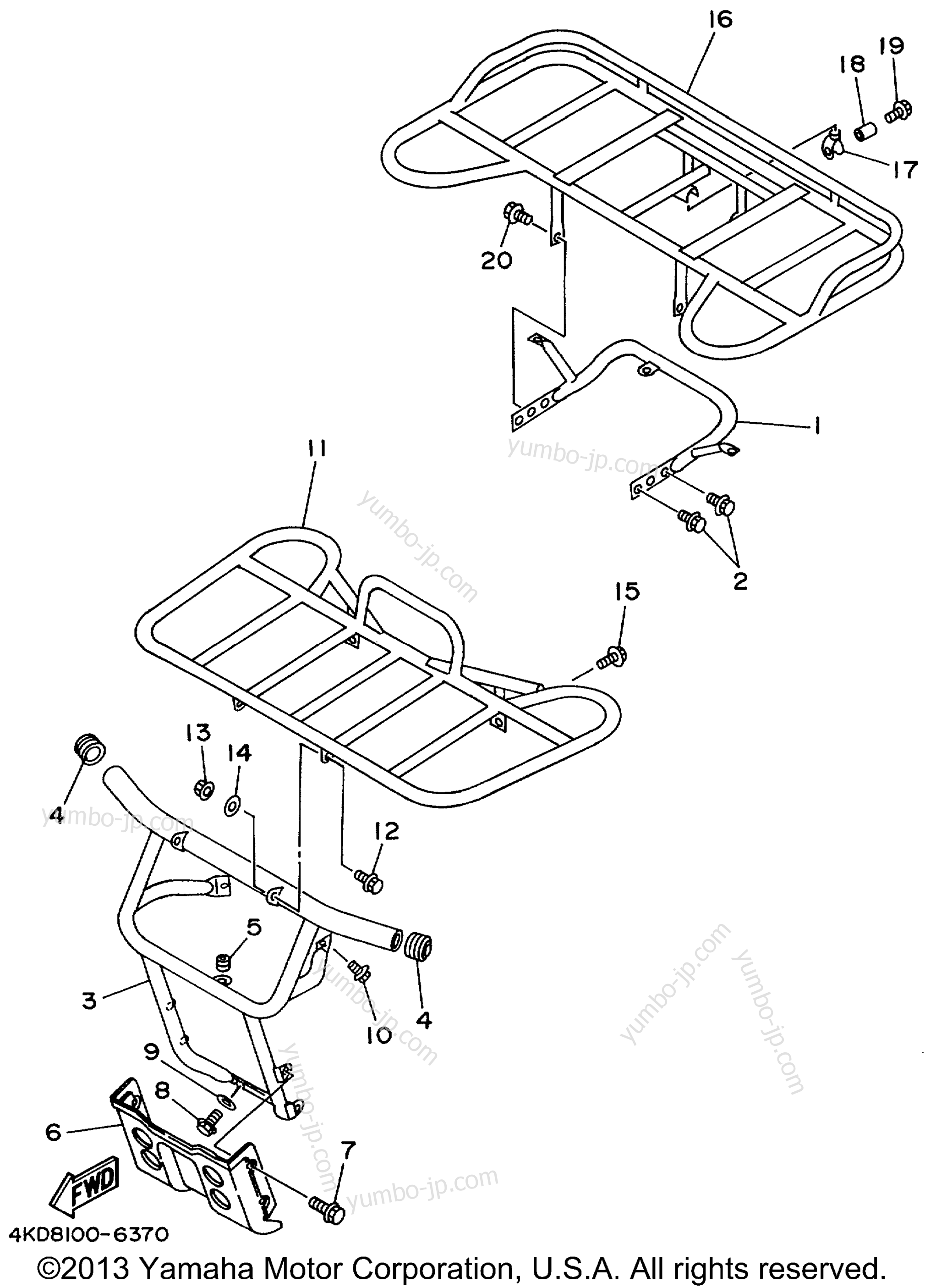 Guard for ATVs YAMAHA TIMBERWOLF 2WD (YFB250FWL) 1999 year