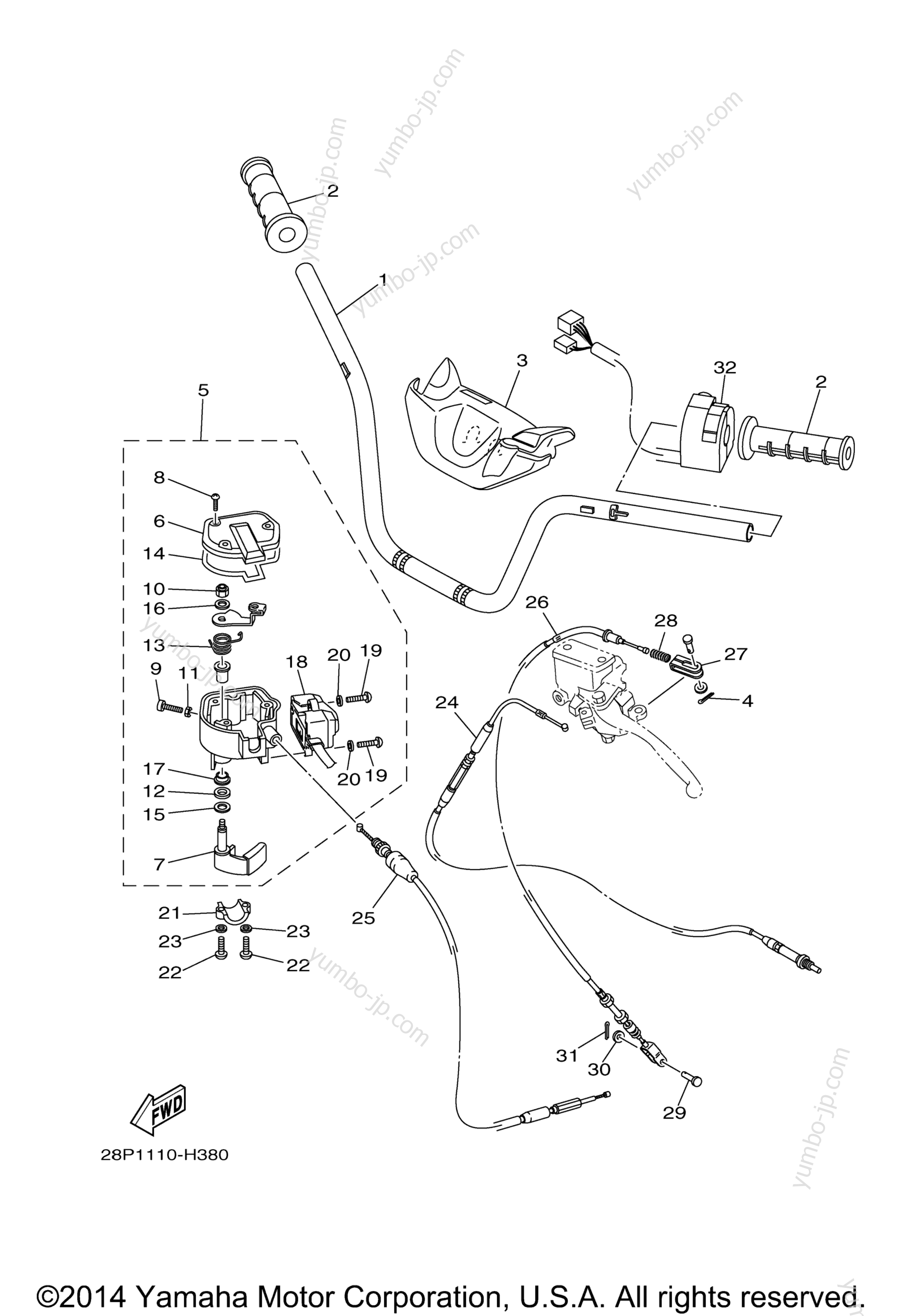 Steering Handle Cable для квадроциклов YAMAHA GRIZZLY 550 4WD (YFM5FGAGR) 2011 г.