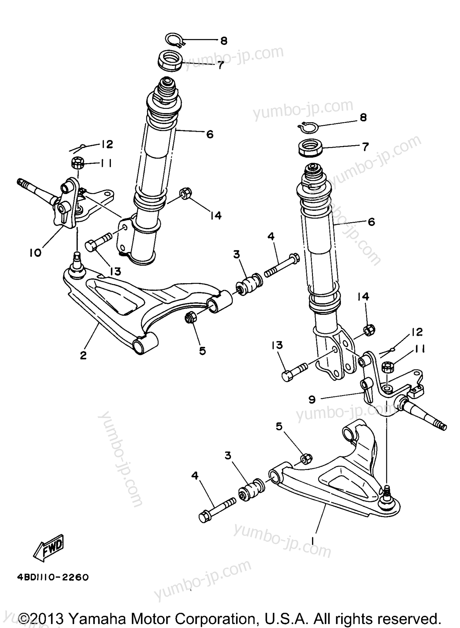 Front Suspension Wheel для квадроциклов YAMAHA TIMBERWOLF 2WD (YFB250UJ_M) 1997 г.