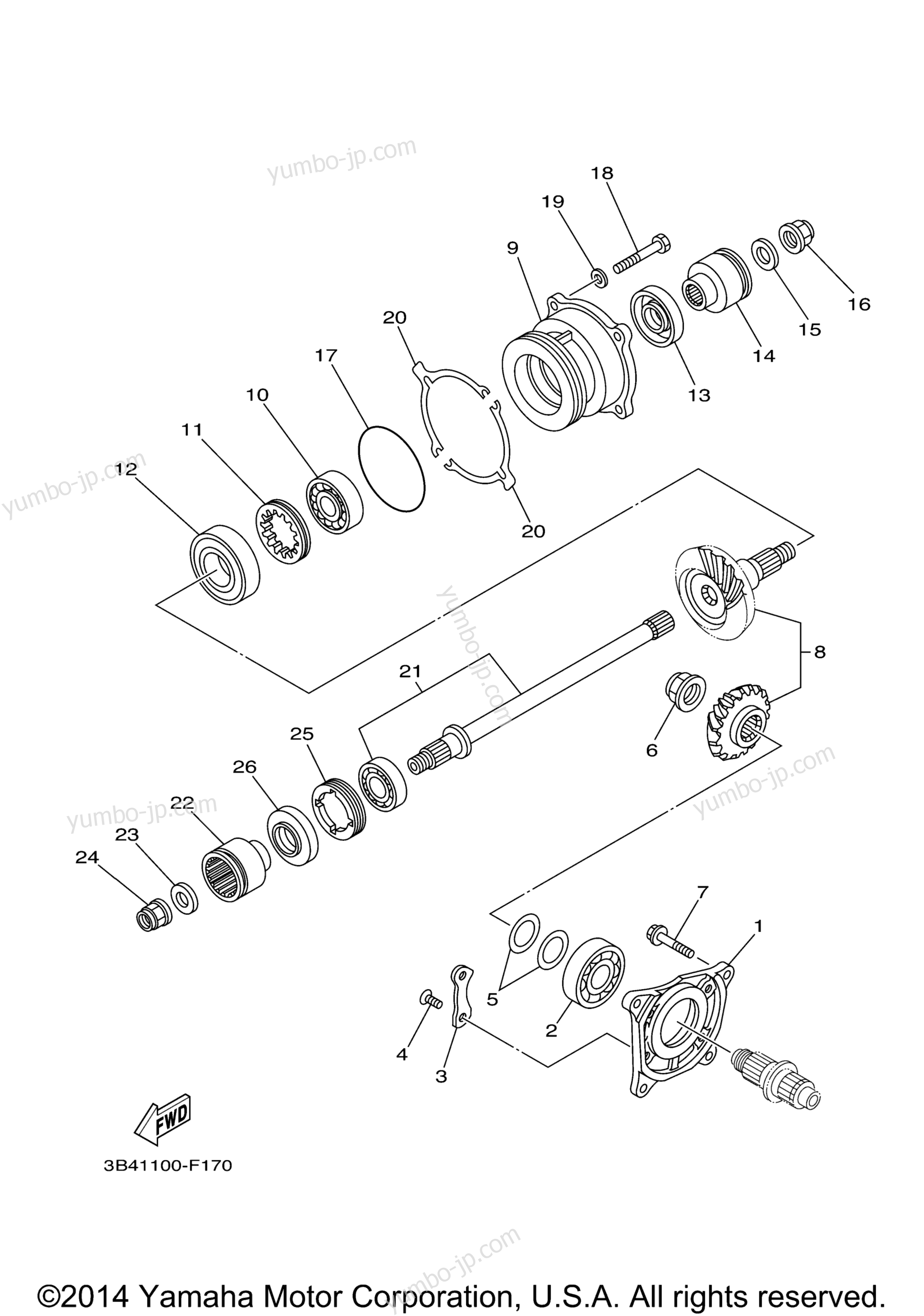 Middle Drive Gear для квадроциклов YAMAHA GRIZZLY 700 OUTDOORSMAN EDITION (YFM7FGPOHW) 2007 г.