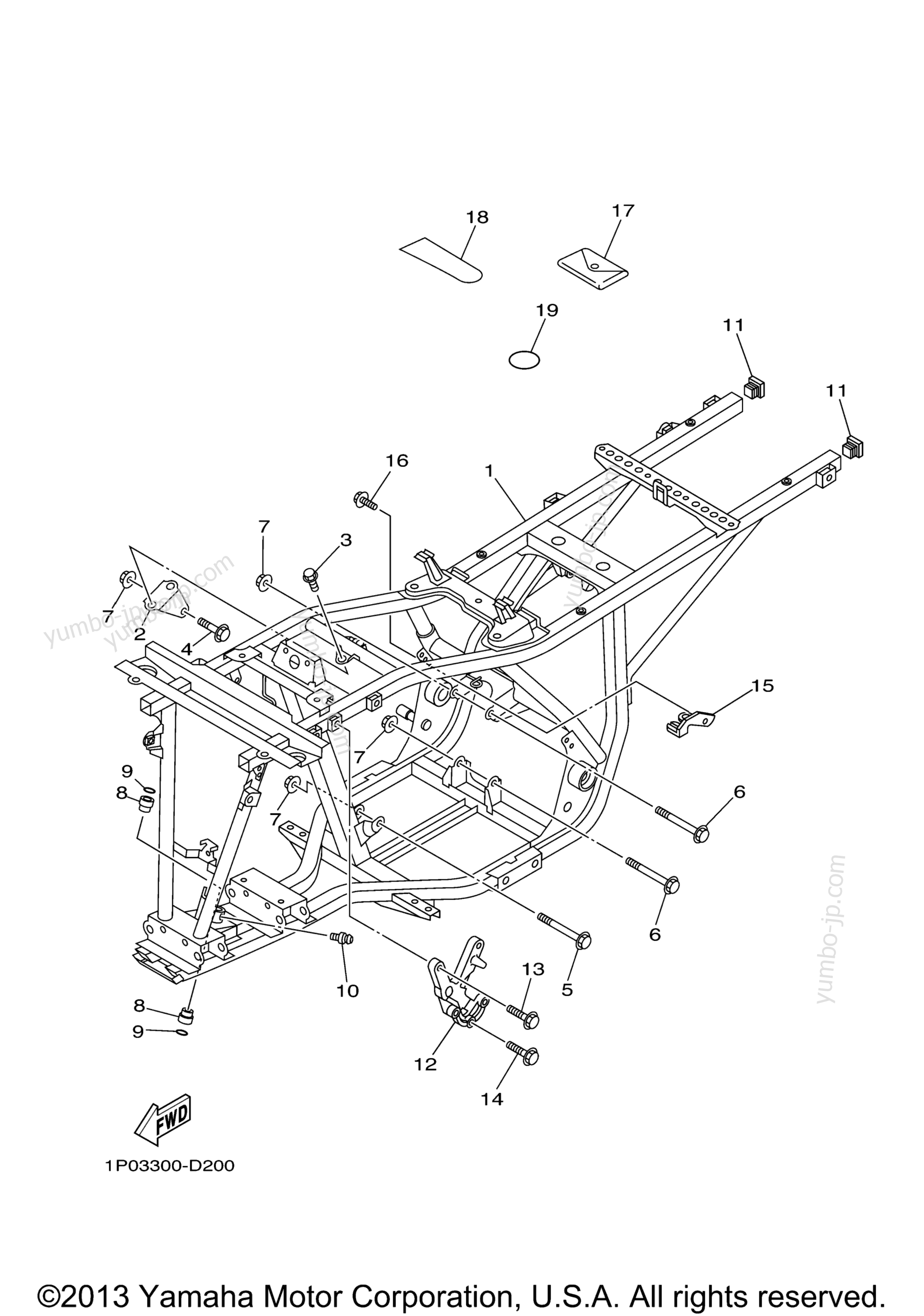 FRAME for ATVs YAMAHA BRUIN 250 2WD (YFM25BV) 2006 year