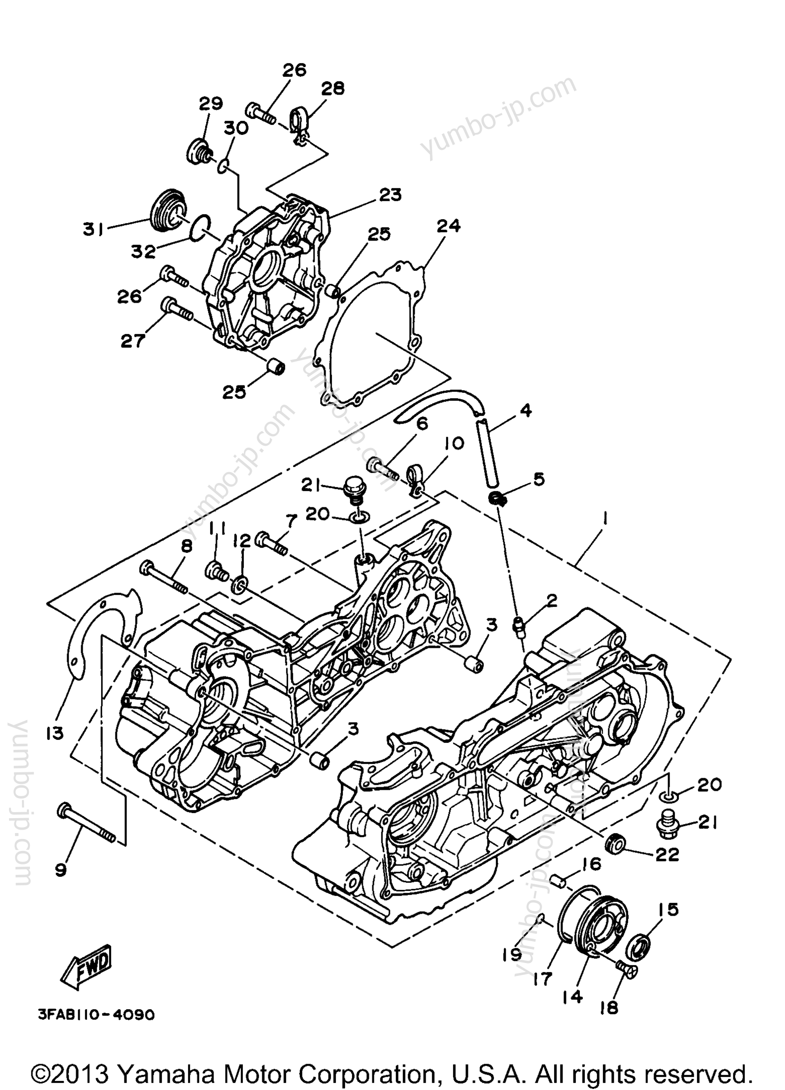 CRANKCASE for ATVs YAMAHA BREEZE (YFA1K) 1998 year