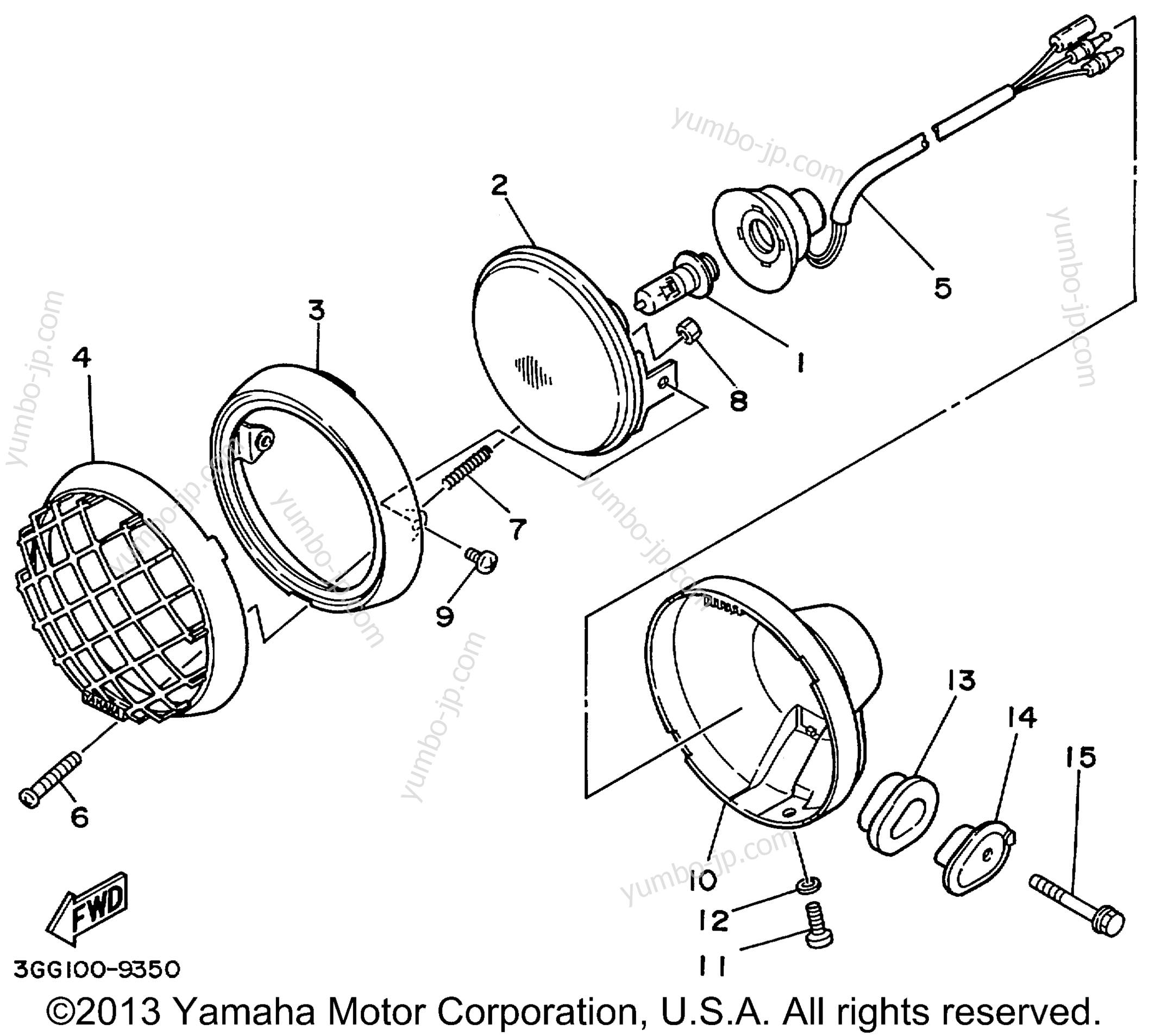HEADLIGHT для квадроциклов YAMAHA WARRIOR (YFM350XL) 1999 г.