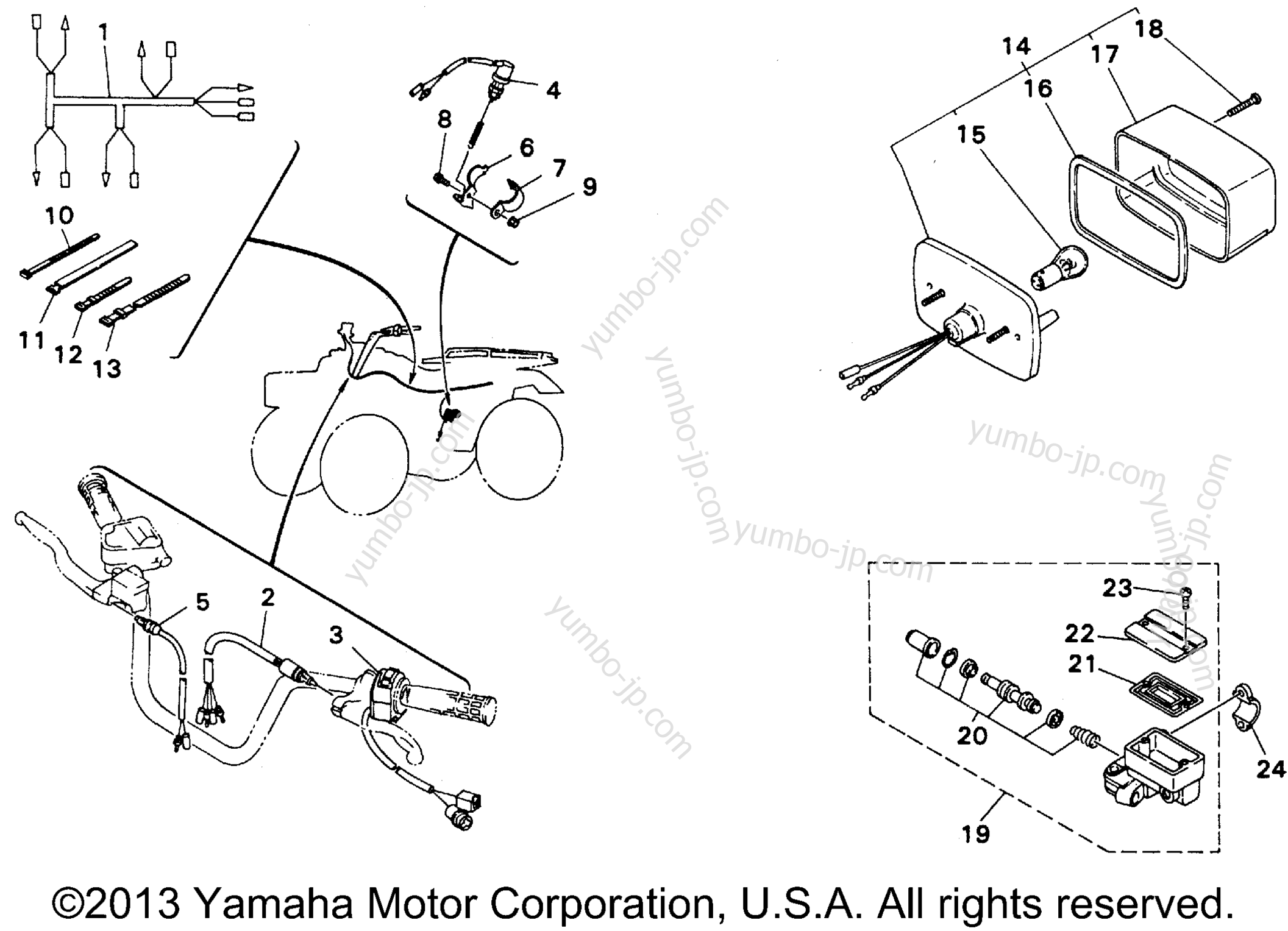 Taillight Kit Maine & New Hampshire for ATVs YAMAHA KODIAK 4WD (YFM400FWE_) 1993 year