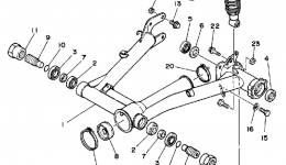 Swing Arm - Rear Shocks for квадроцикла YAMAHA PRO-4 PRO HAULER W-TURF TIRES (YFU1TW)1989 year 