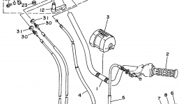 Steering Handle - Cable для квадроцикла YAMAHA BADGER (YFM80F)1994 г. 