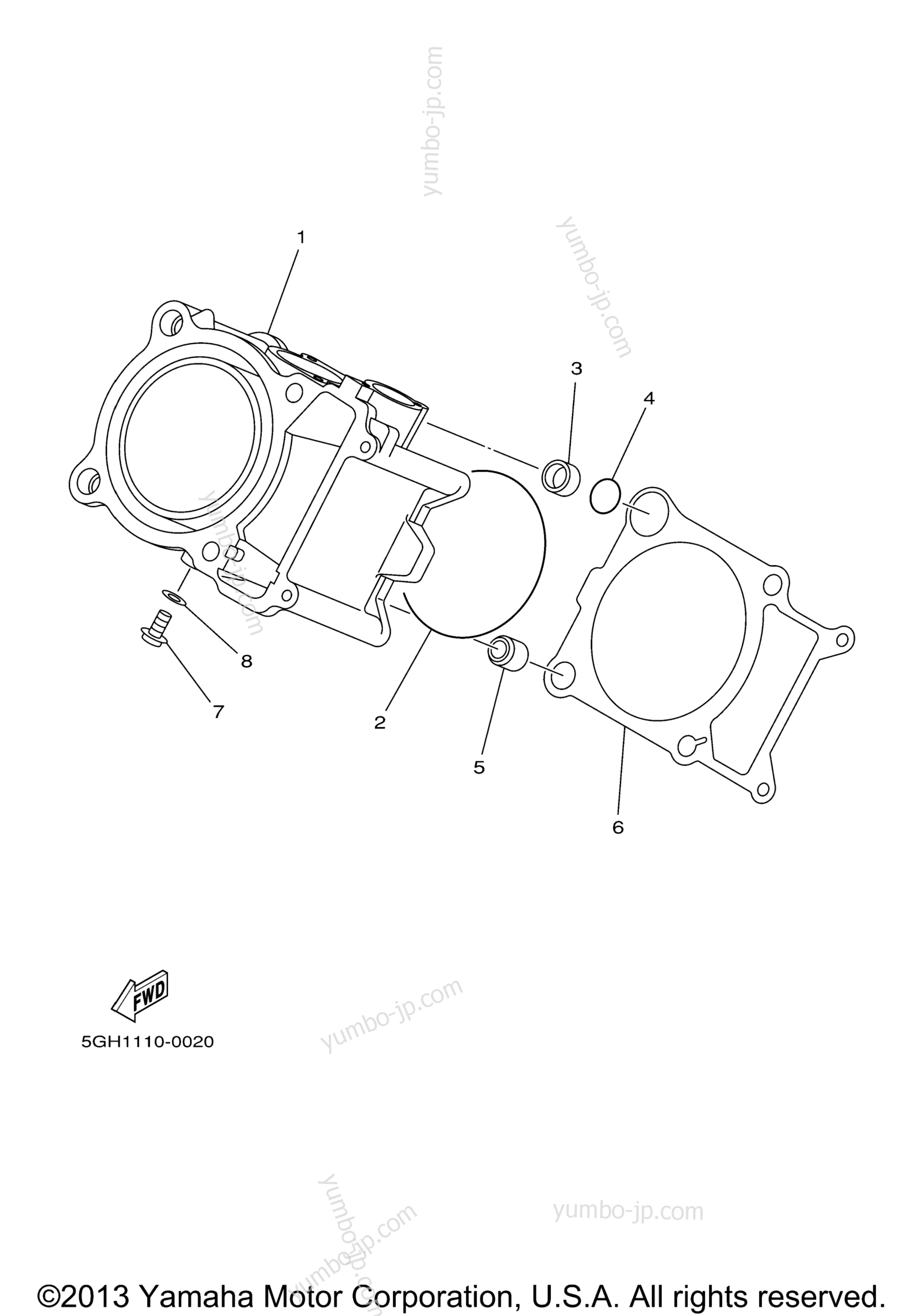 CYLINDER for ATVs YAMAHA GRIZZLY 450 4WD HUNTER (YFM45FGHZ) 2010 year