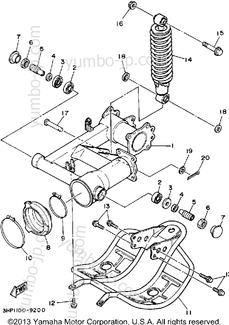 Swing Arm - Rear Shocks для квадроциклов YAMAHA MOTO-4 (YFM350ERW) 1989 г.