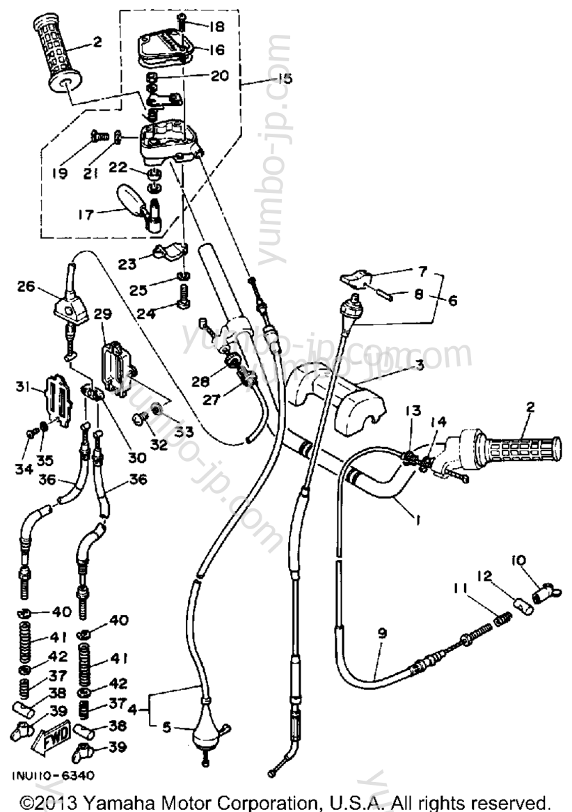 Handlebar - Cable для квадроциклов YAMAHA MOTO-4 (YFM200DXS) 1986 г.