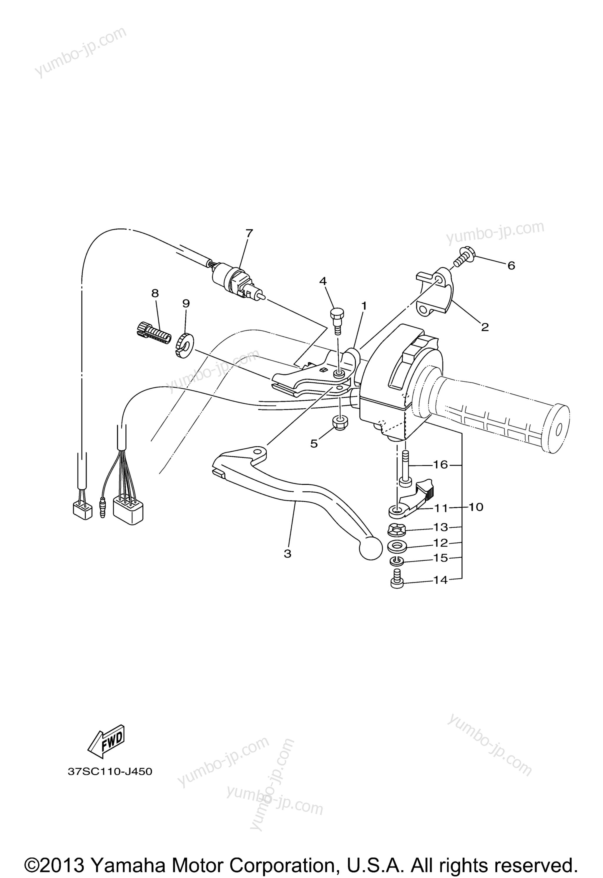 Handle Switch Lever для квадроциклов YAMAHA GRIZZLY 450 HUNTING (YFM450DAEH) 2014 г.