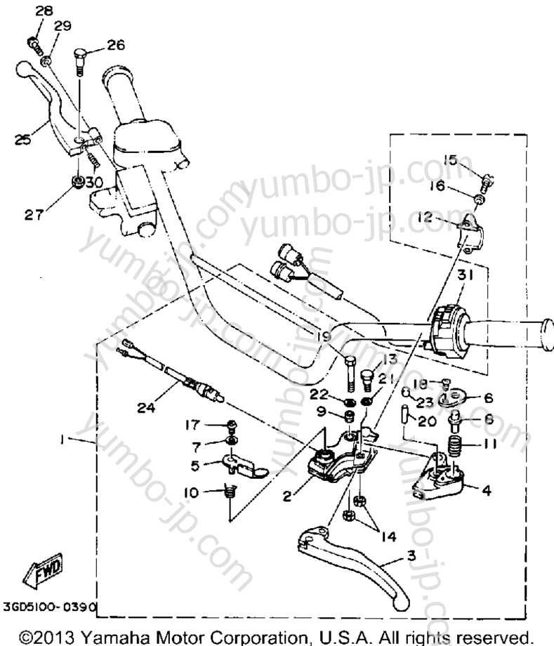 Handle Switch Lever для квадроциклов YAMAHA WARRIOR (YFM350XA) 1990 г.