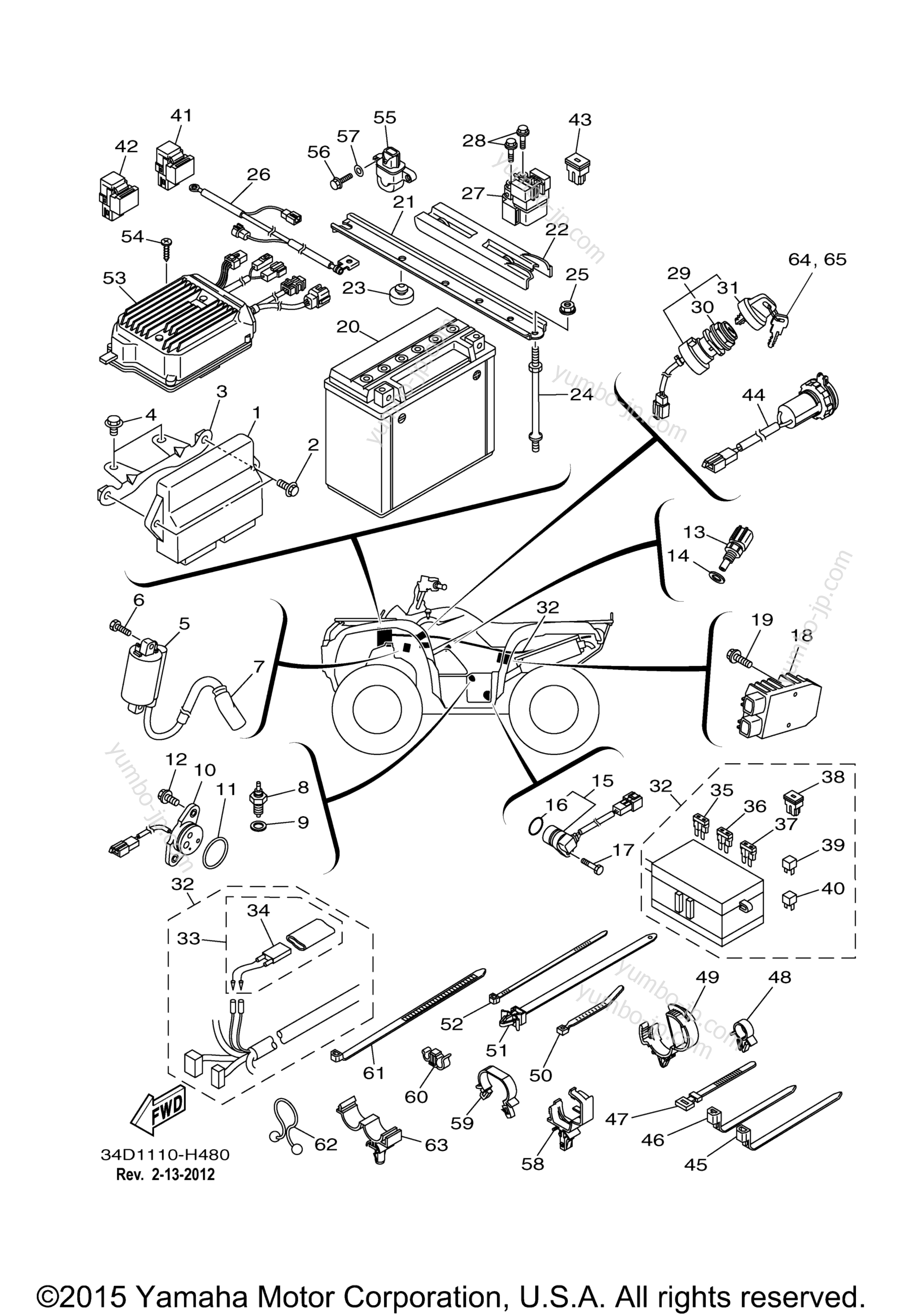 Electrical 1 for ATVs YAMAHA GRIZZLY 700 FI EPS DUCKS UNLIMITED (YFM7FGPDUY) 2009 year