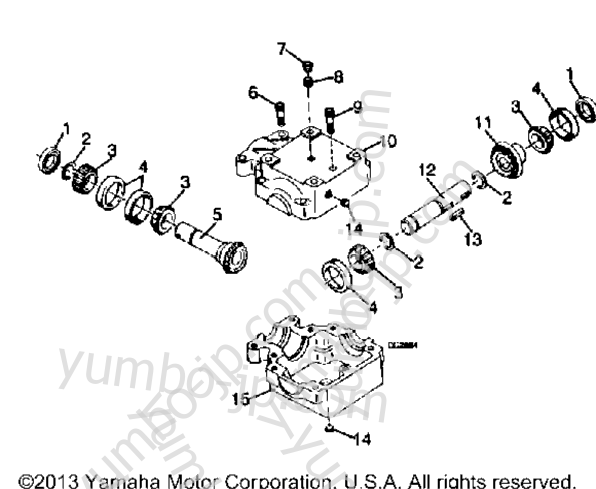 Gearbox Assembly for ATVs YAMAHA YFP350U ATTACHMENTS (RT38) 1989 year