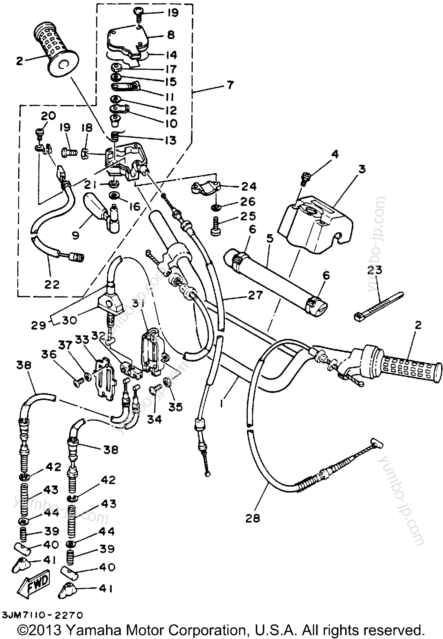 Steering Handle Cable для квадроциклов YAMAHA BLASTER (YFS200F) 1994 г.