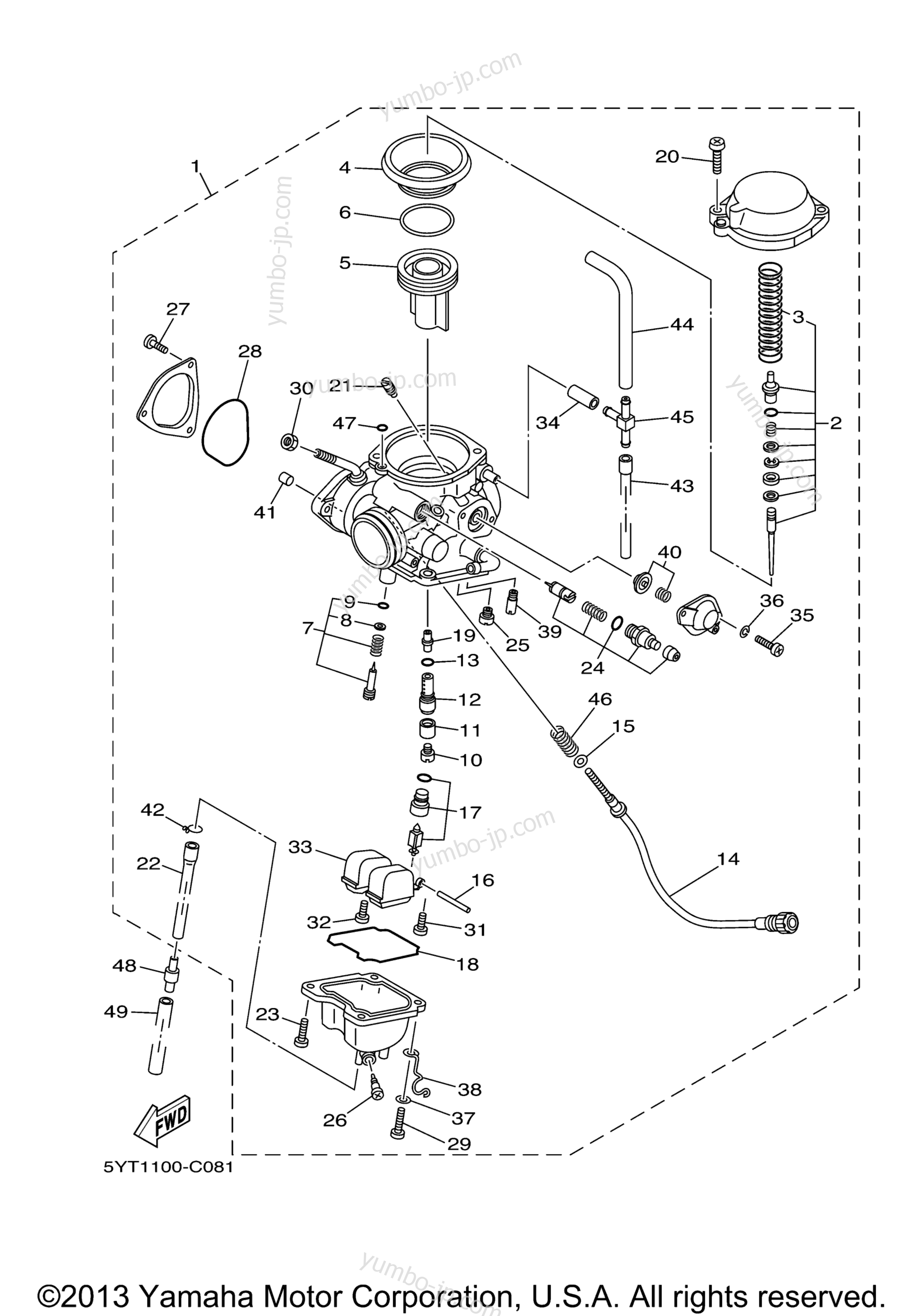 CARBURETOR for ATVs YAMAHA RAPTOR 350 (YFM35RW) 2007 year