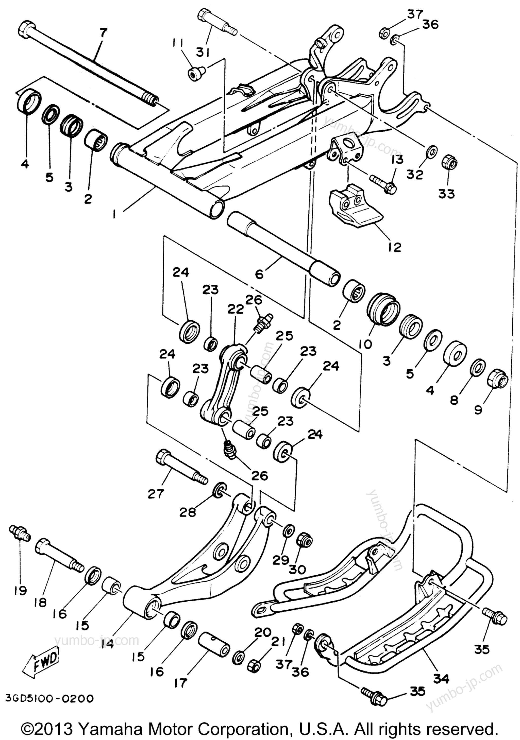 REAR ARM для квадроциклов YAMAHA WARRIOR (YFM350XF) 1994 г.