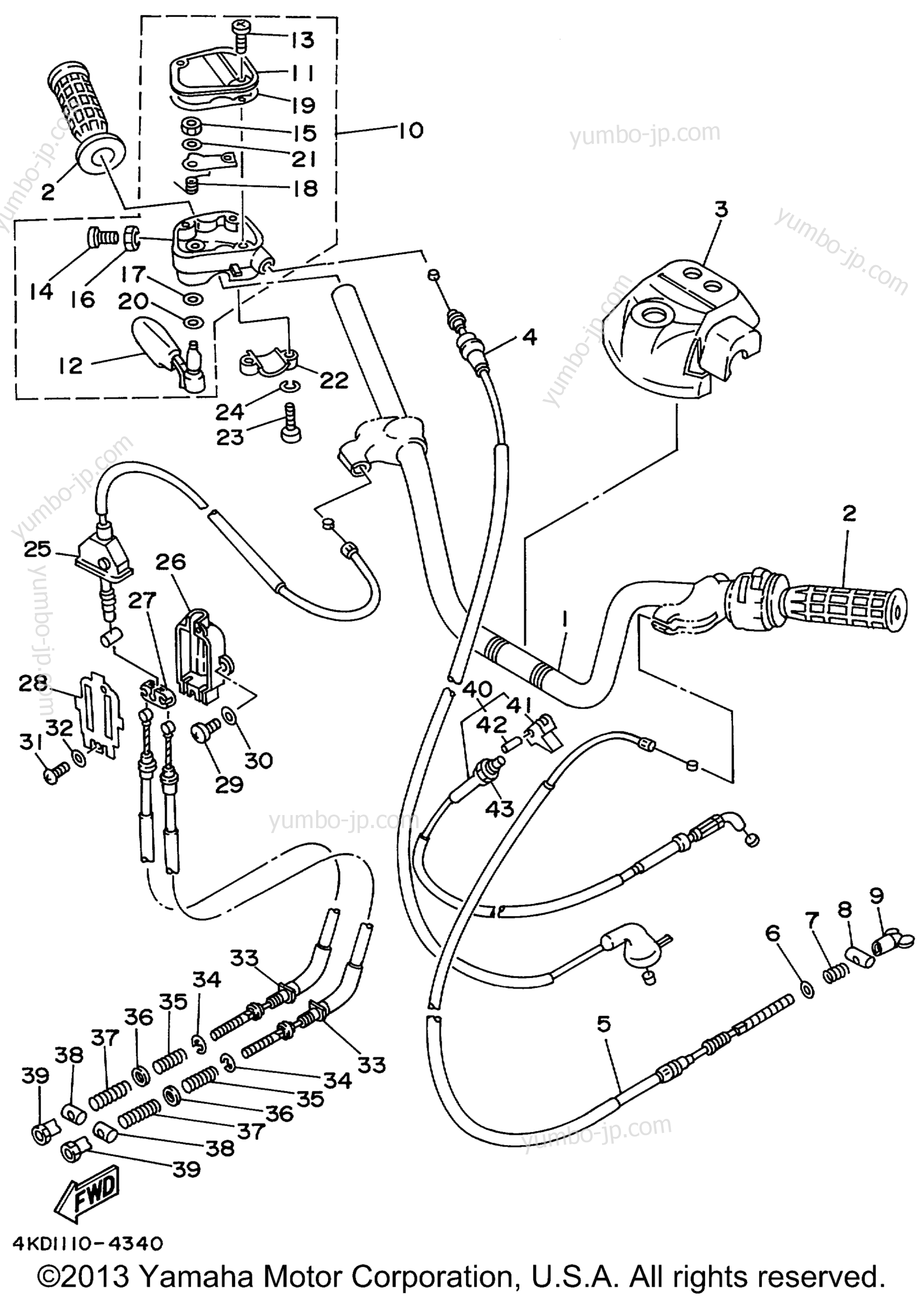 Steering_Handle_Cable for ATVs YAMAHA TIMBERWOLF 2WD (YFB250FWL) 1999 year