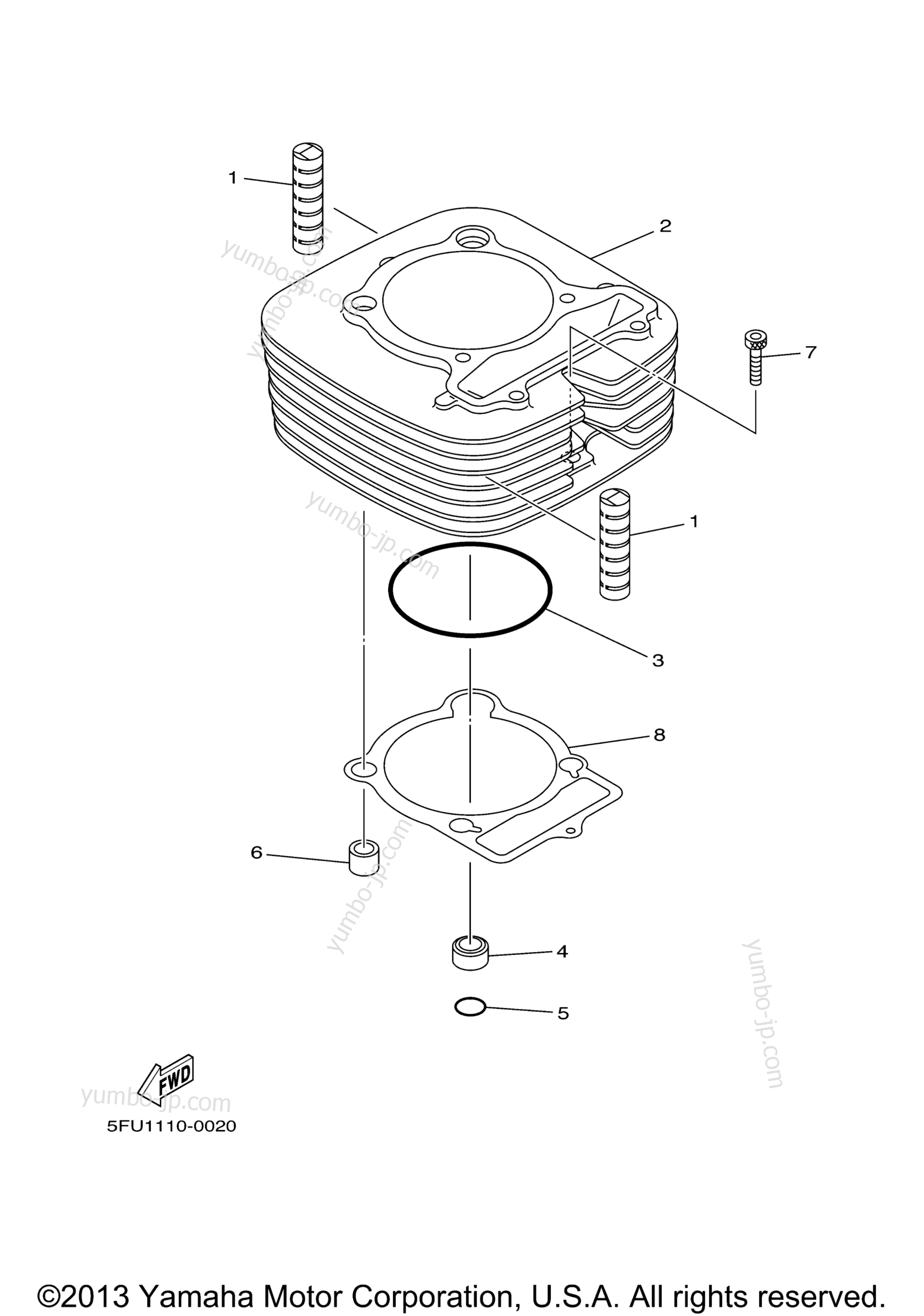 CYLINDER for ATVs YAMAHA BRUIN 350 4WD HUNTER (YFM35FAHV) 2006 year