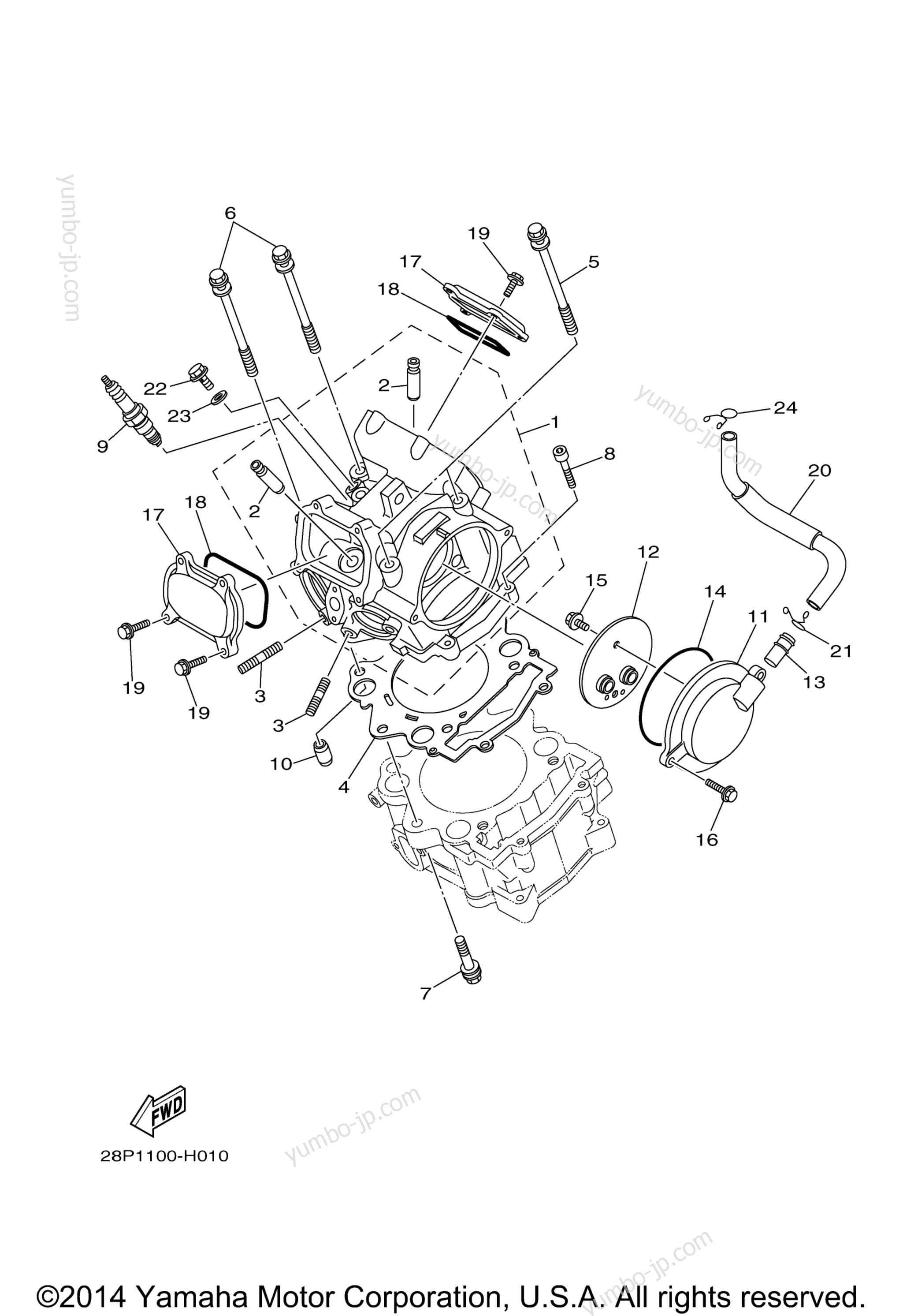 CYLINDER HEAD for ATVs YAMAHA GRIZZLY 550 4WD HUNTER (YFM5FGHA) 2011 year