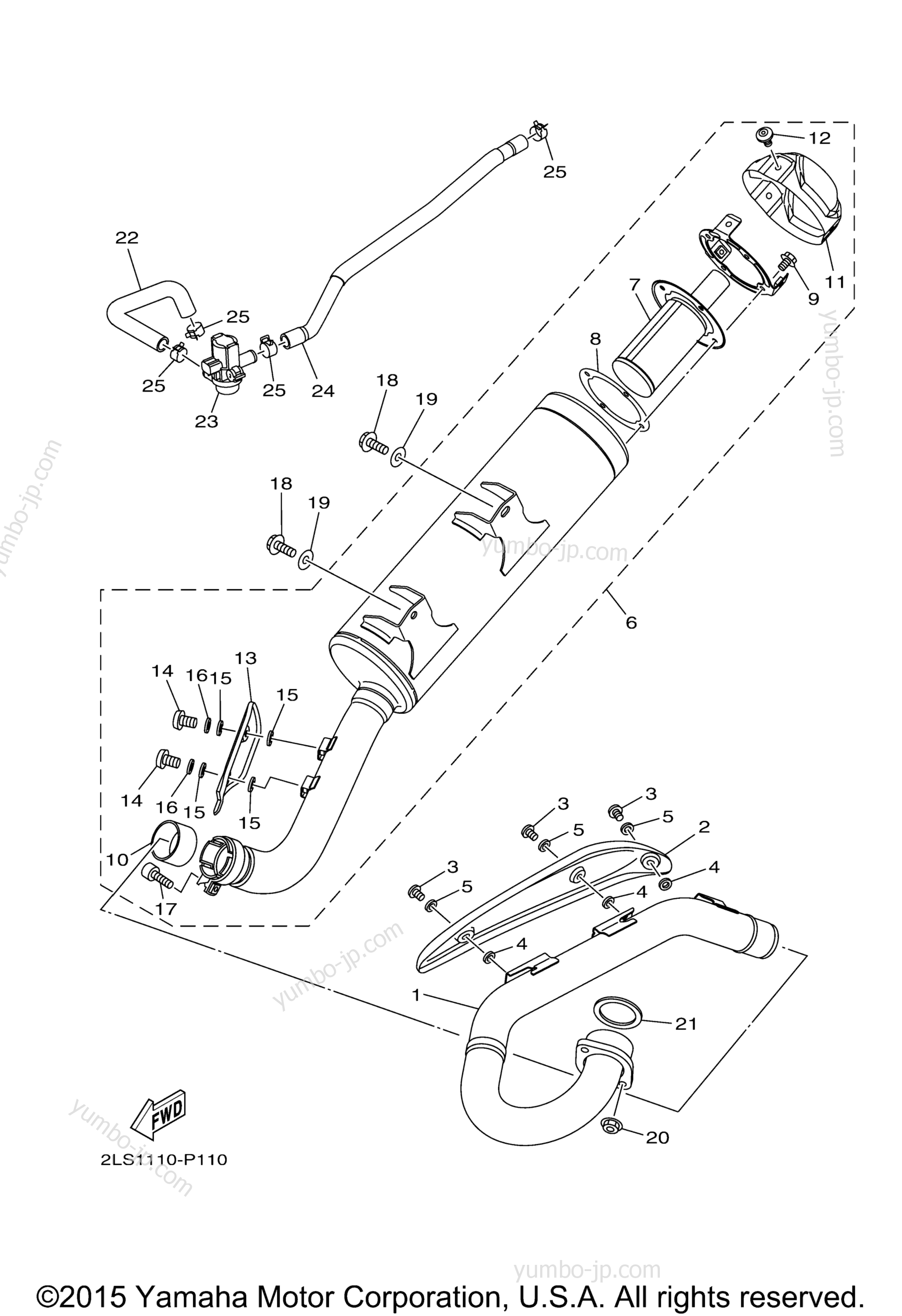 Exhaust для квадроциклов YAMAHA RAPTOR 700 (YFM70RSBGL) 2016 г.