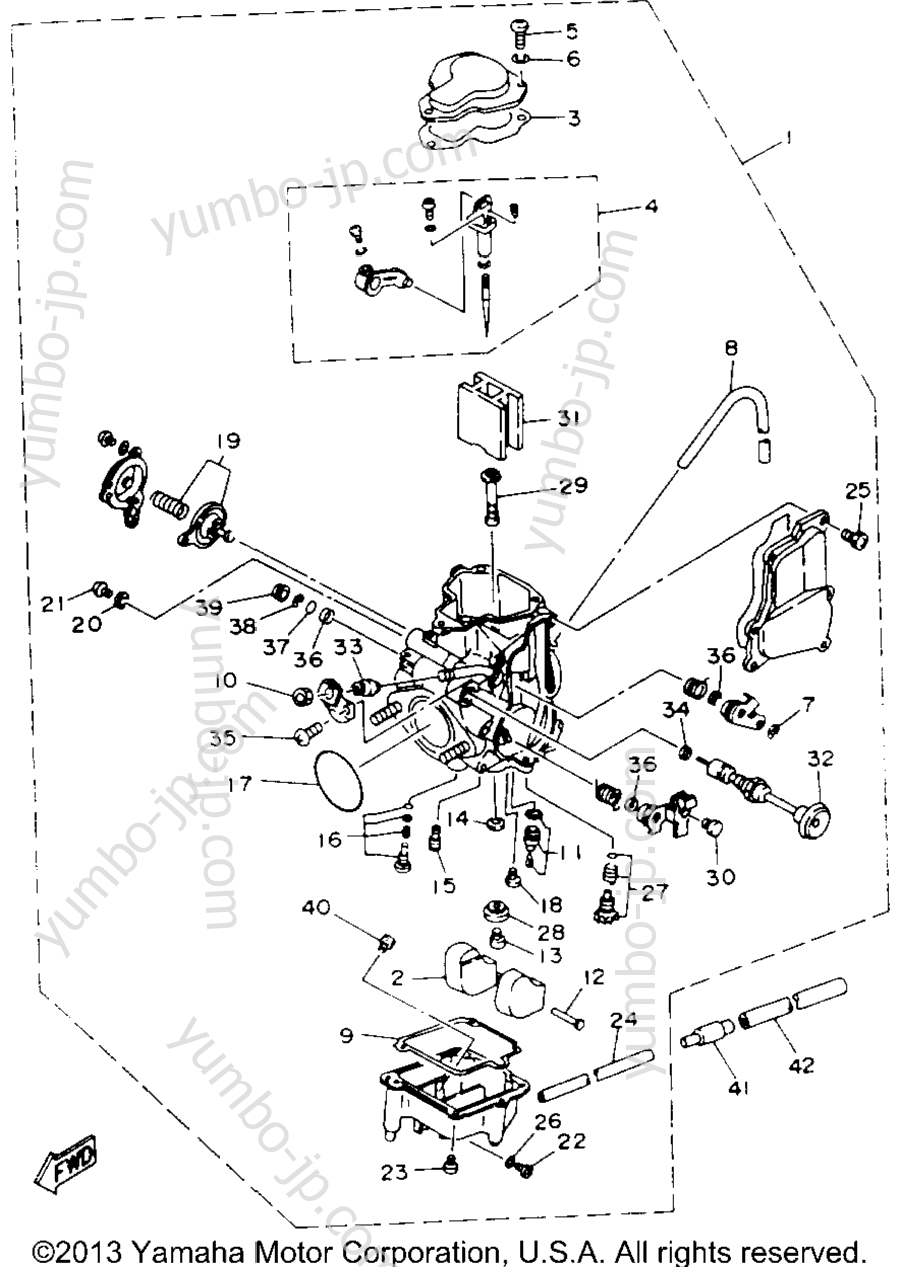 Карбюратор для квадроциклов YAMAHA KODIAK 4WD (YFM400FWE_) 1993 г.