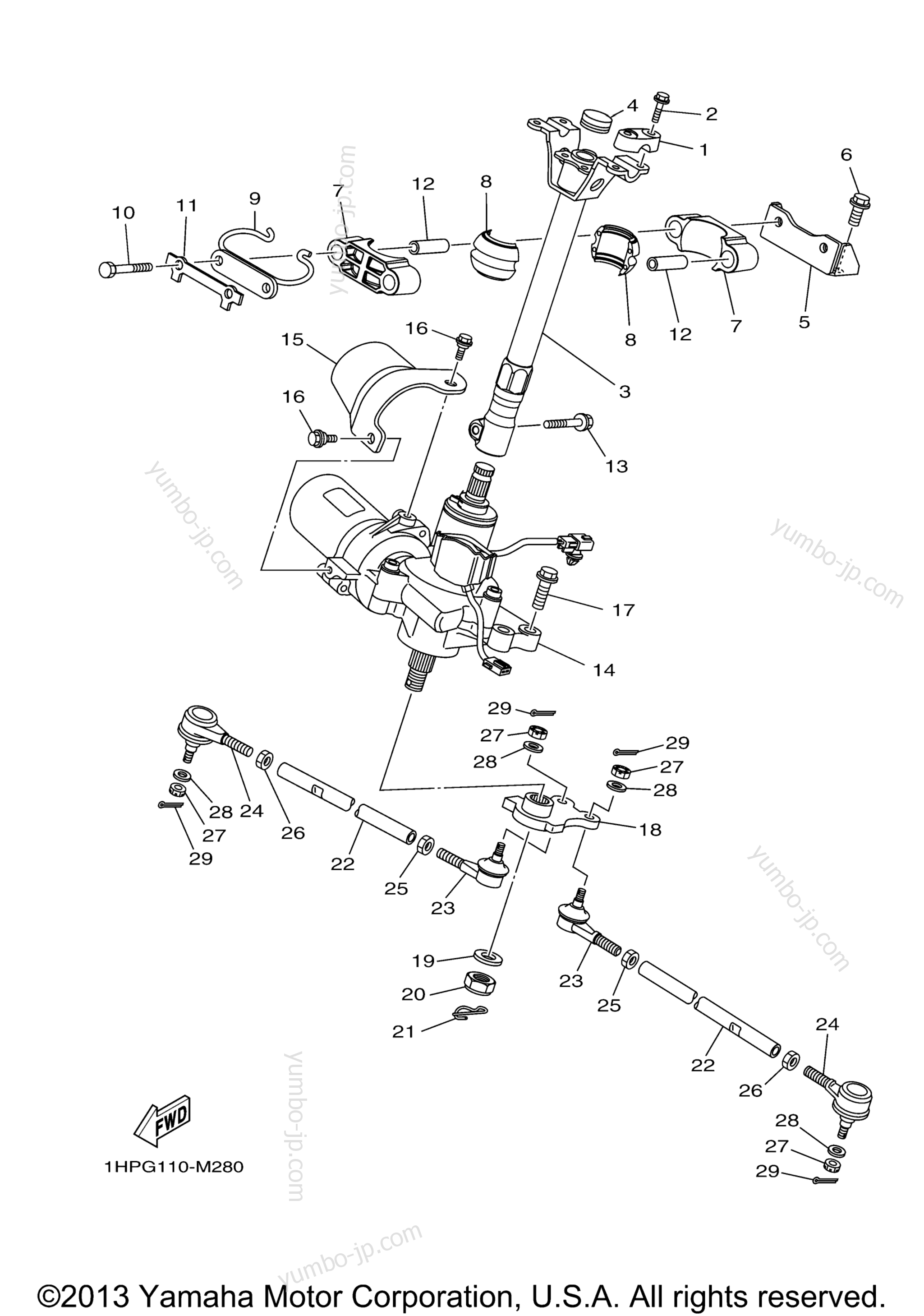 Steering для квадроциклов YAMAHA GRIZZLY 550 EPS HUNTING (YFM550PHEH) 2014 г.