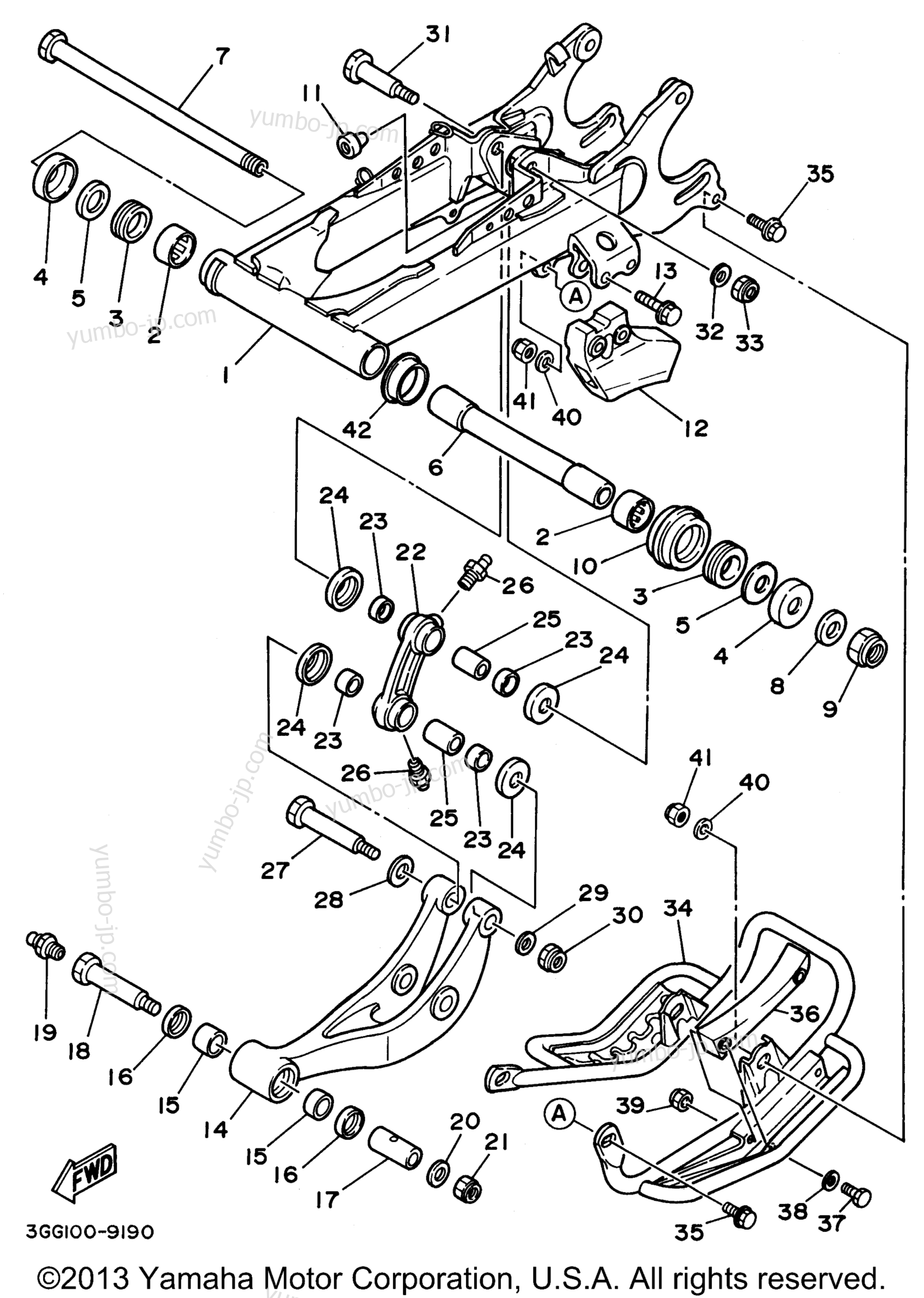 REAR ARM для квадроциклов YAMAHA BANSHEE (YFZ350H_MN) 1996 г.