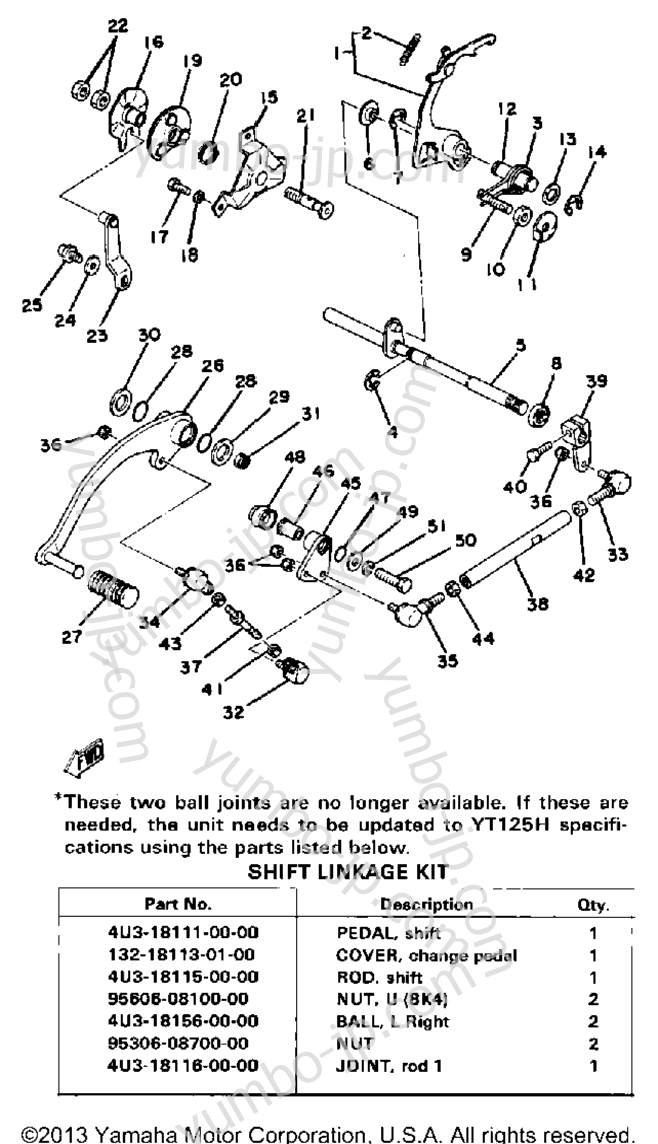 Shift Shaft - Pedal Yt125g для квадроциклов YAMAHA YT125J 1982 г.