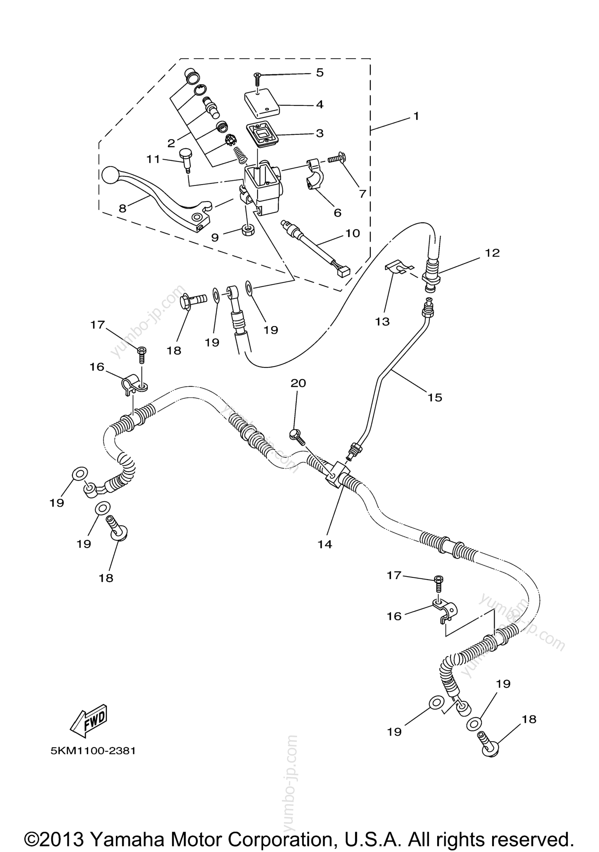 FRONT MASTER CYLINDER for ATVs YAMAHA GRIZZLY 660 HUNTER WETLAND (YFM66FAHWT) 2005 year