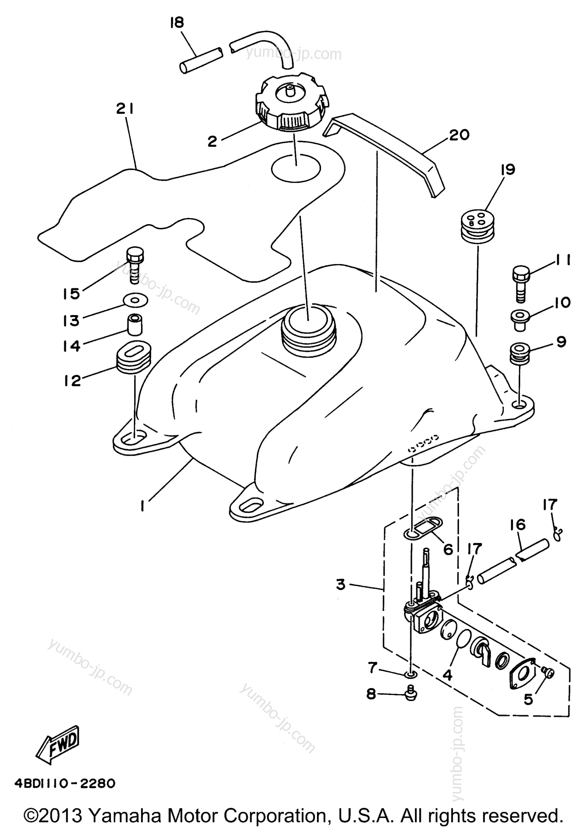 FUEL TANK for ATVs YAMAHA TIMBERWOLF 2WD (YFB250FWH) 1996 year