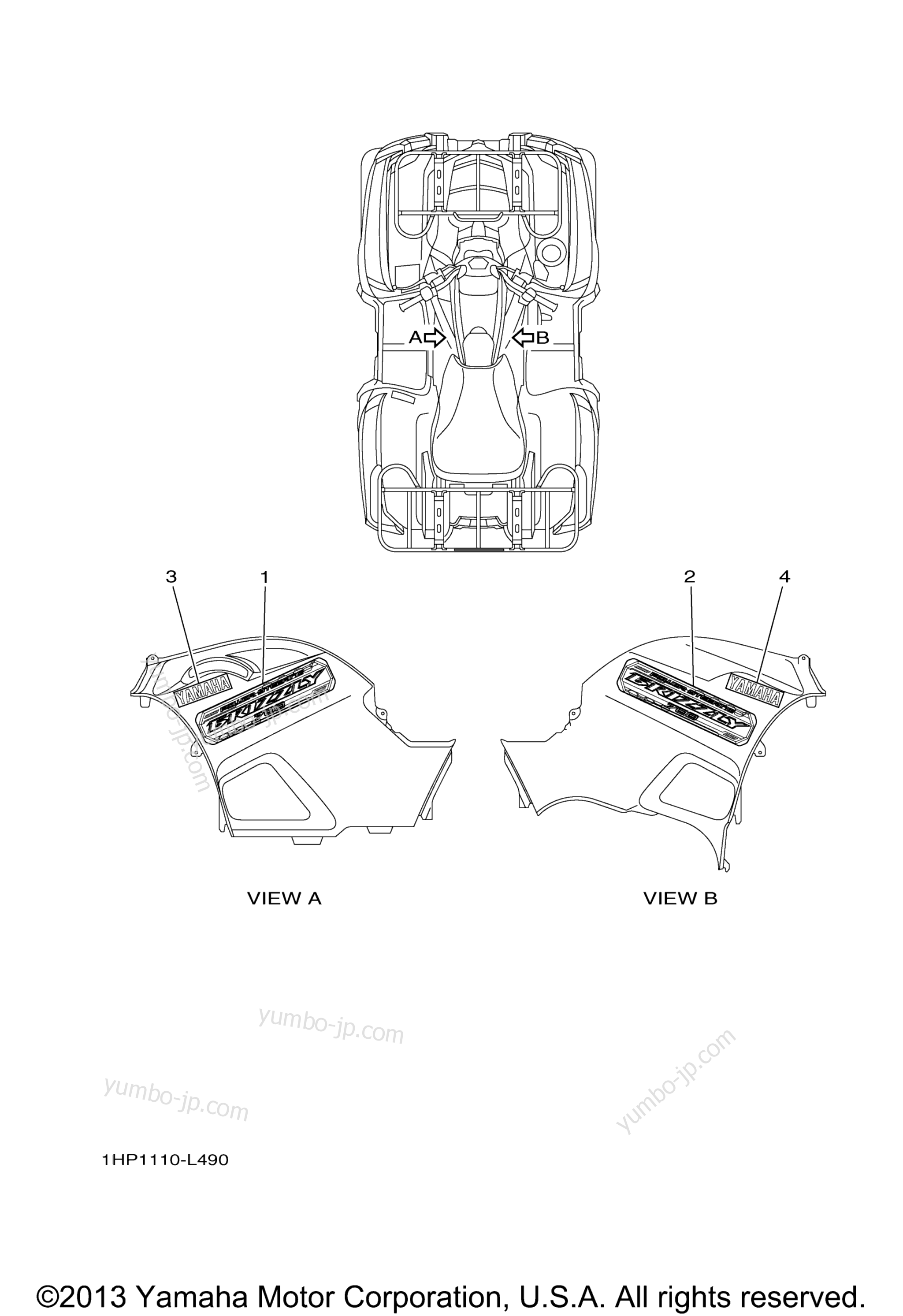 Graphics for ATVs YAMAHA GRIZZLY 700 EPS 4WD (YFM7FGPDL) 2013 year