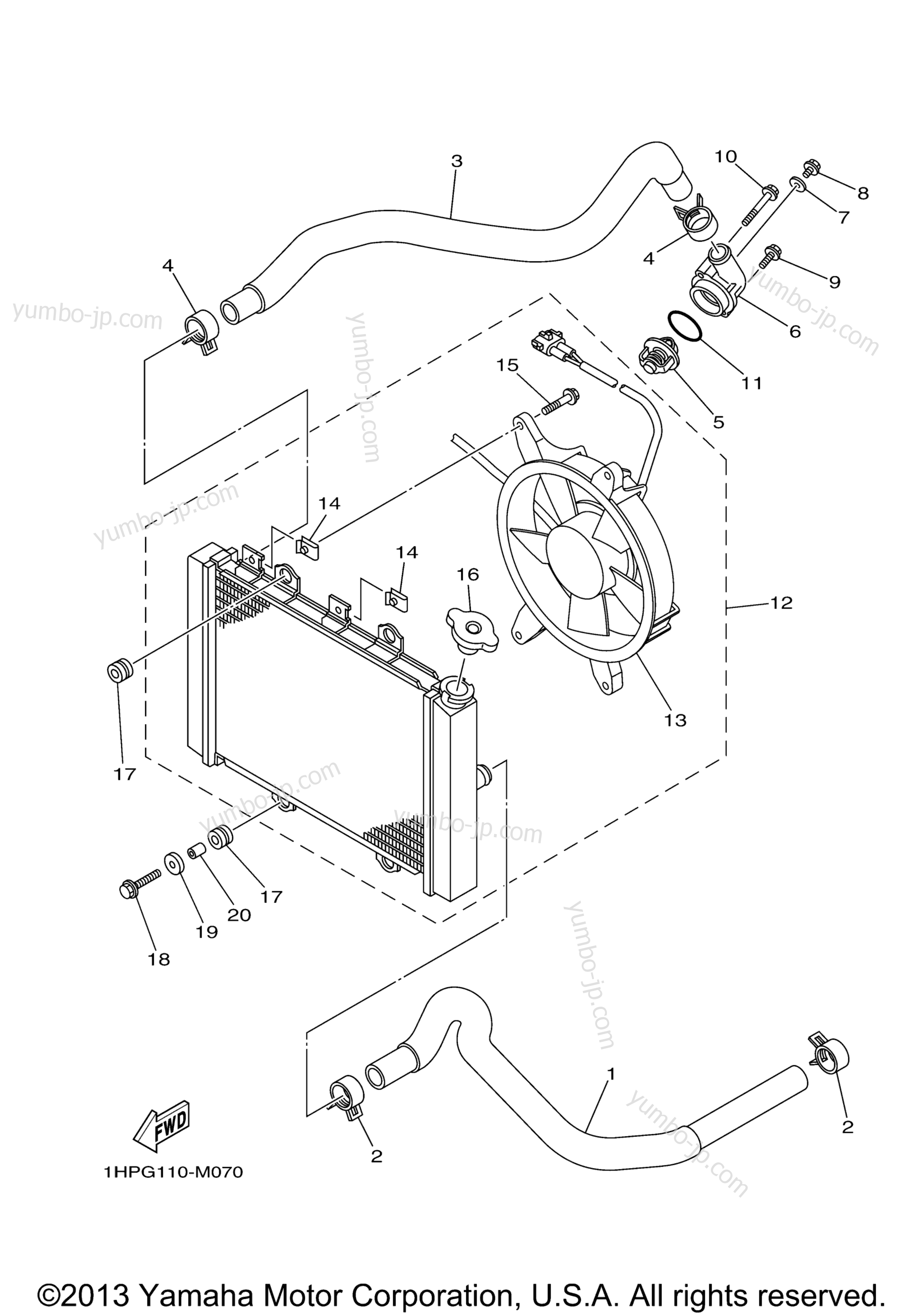 RADIATOR HOSE for ATVs YAMAHA GRIZZLY 700 EPS 4WD (YFM7FGPDL) 2013 year