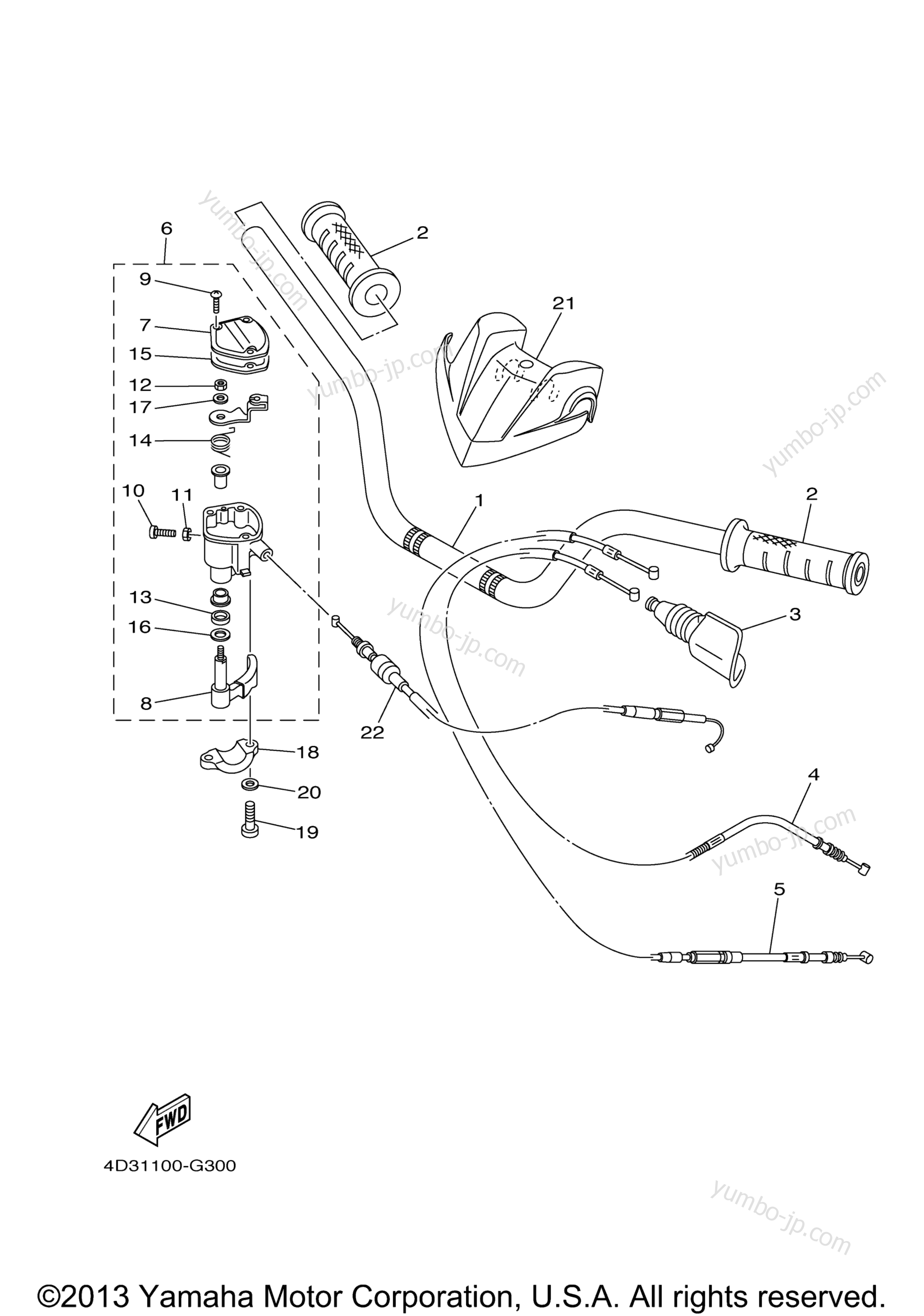 Steering Handle Cable для квадроциклов YAMAHA RAPTOR 250 SPECIAL EDITION II (YFM25RSP2X) 2008 г.