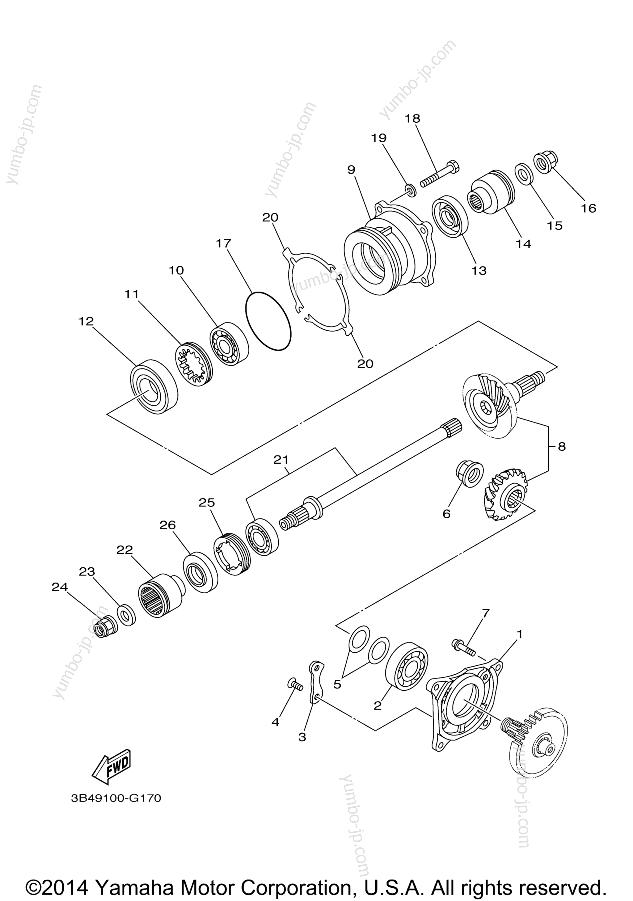 Middle Drive Gear for ATVs YAMAHA GRIZZLY 550 EPS 4WD (YFM5FGPAL) 2011 year