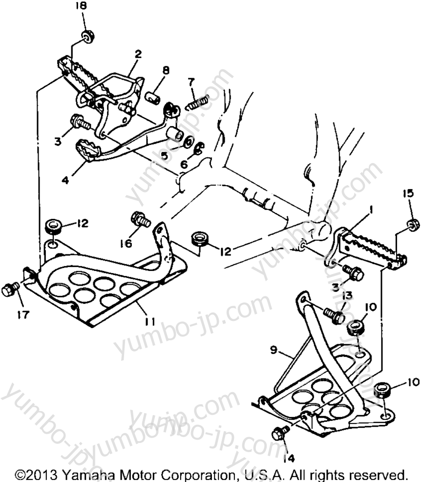Stand Footrest for ATVs YAMAHA BLASTER (YFS200D) 1992 year