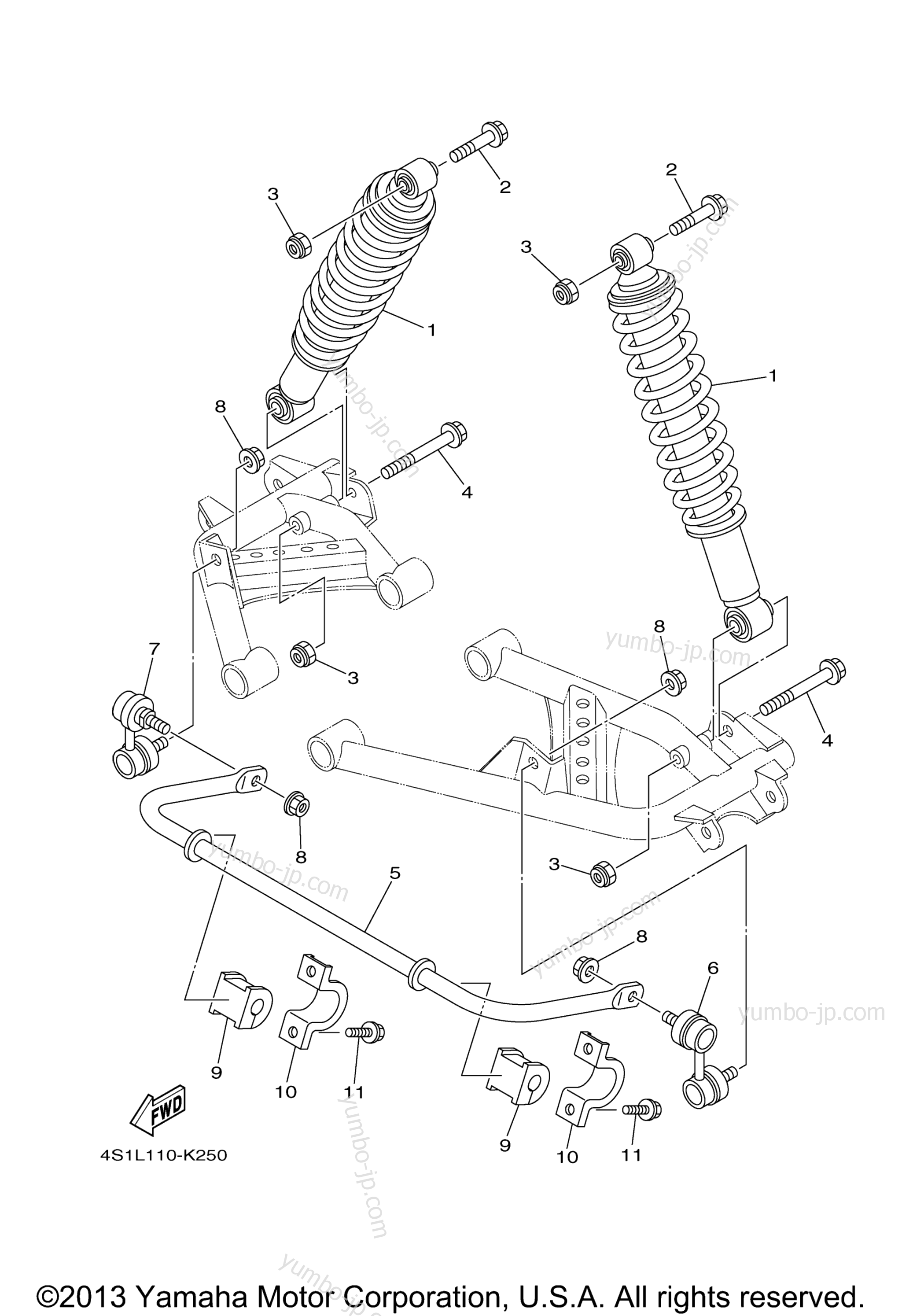 Rear Suspension for ATVs YAMAHA GRIZZLY 450 EPS 4WD (YFM45FGPBG) 2012 year