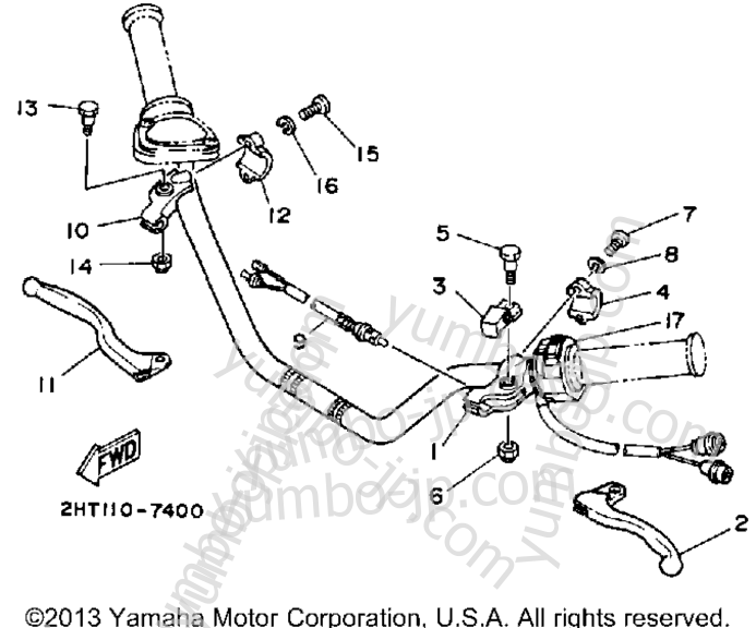 Handle Switch - Lever for ATVs YAMAHA MOTO-4 (YFM250W) 1989 year