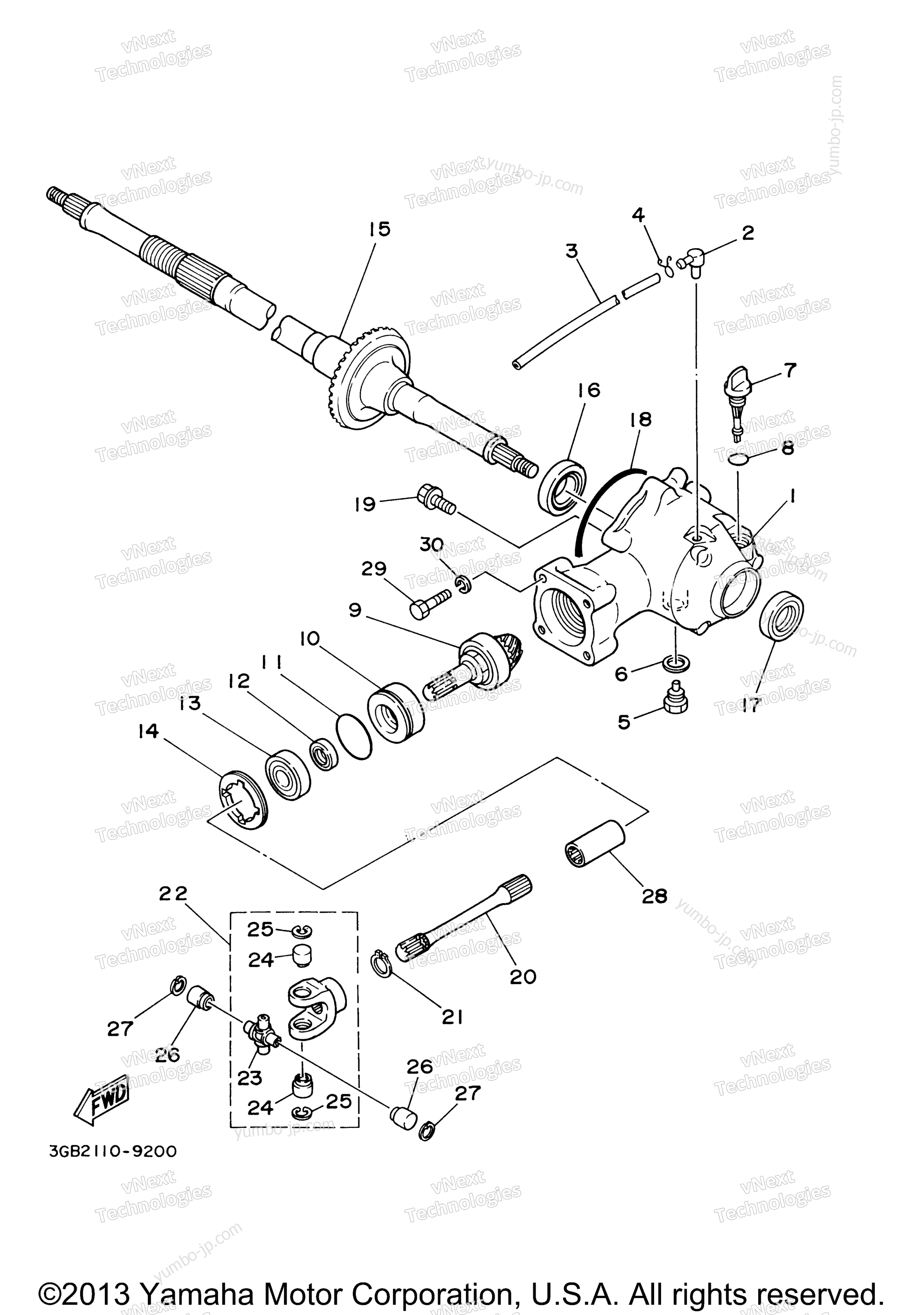 DRIVE SHAFT for ATVs YAMAHA BADGER (YFM80MC) CA 2000 year