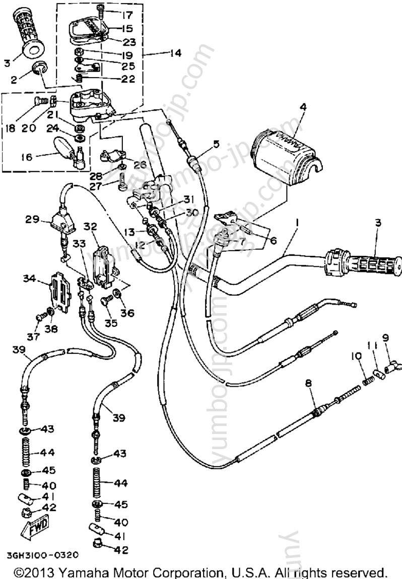 Handlebar-Cable для квадроциклов YAMAHA MOTO-4 (YFM250B) 1991 г.