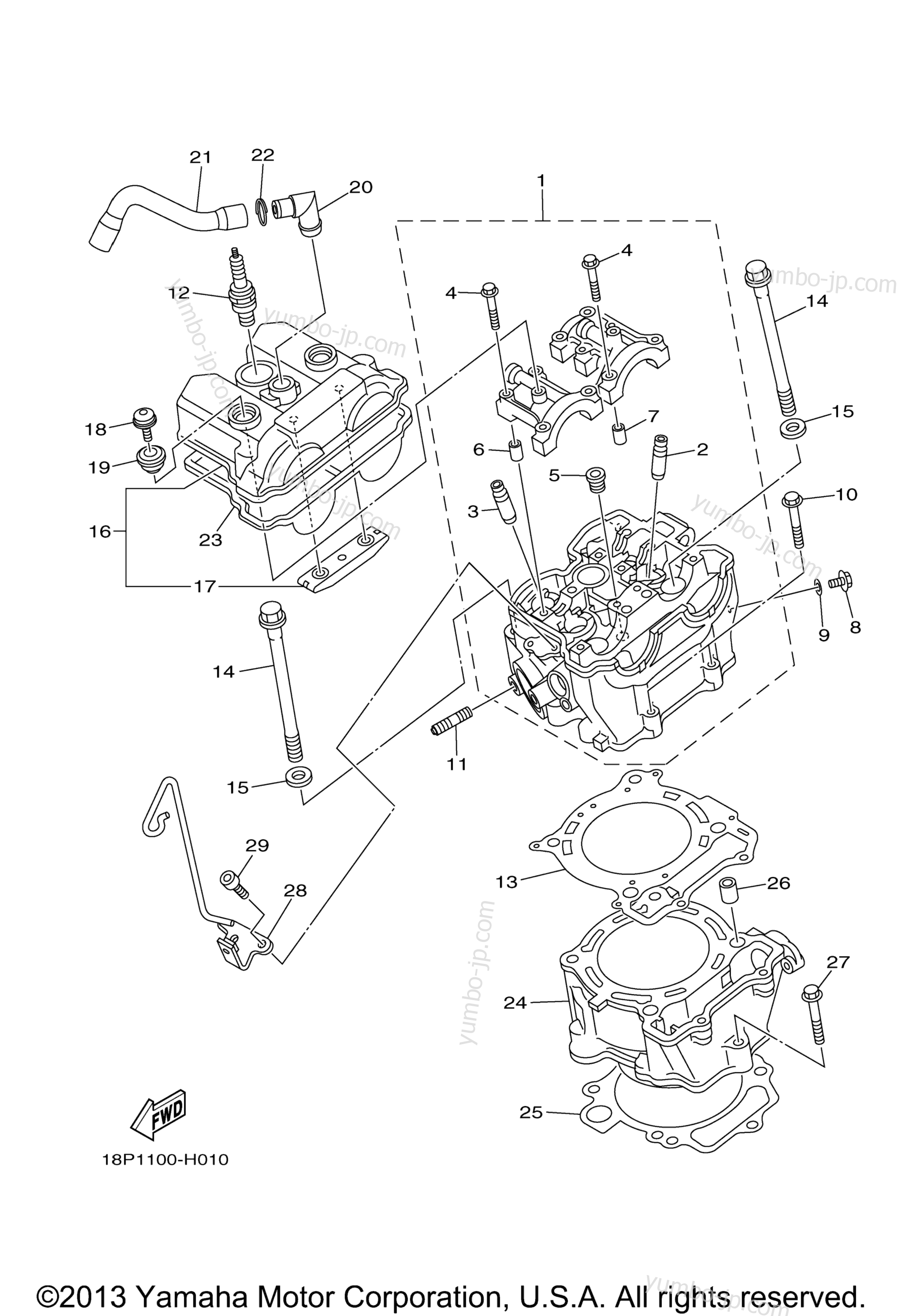 CYLINDER for ATVs YAMAHA YFZ450X SPECIAL EDITION (YFZ450XSEA) 2011 year