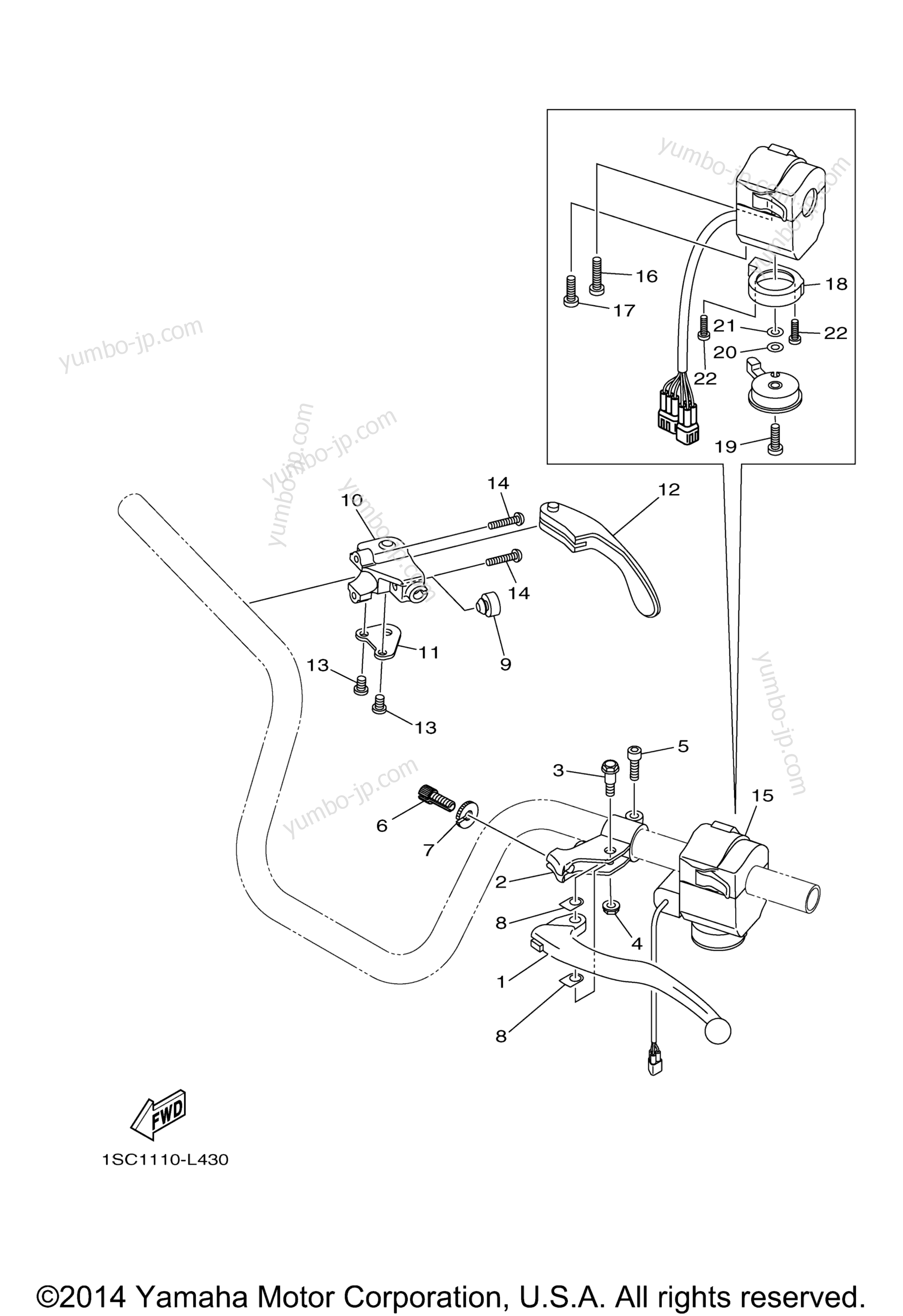 Handle Switch Lever for ATVs YAMAHA GRIZZLY 300 (YFM30GDR) 2013 year