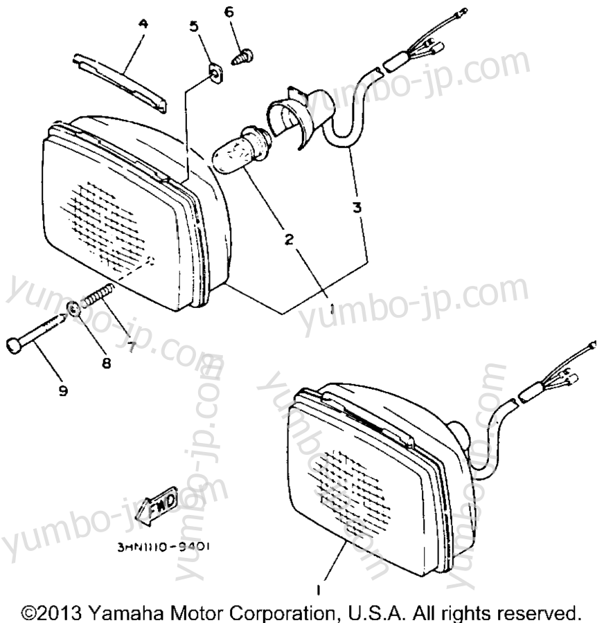 HEADLIGHT для квадроциклов YAMAHA YFB250E_MN 1993 г.