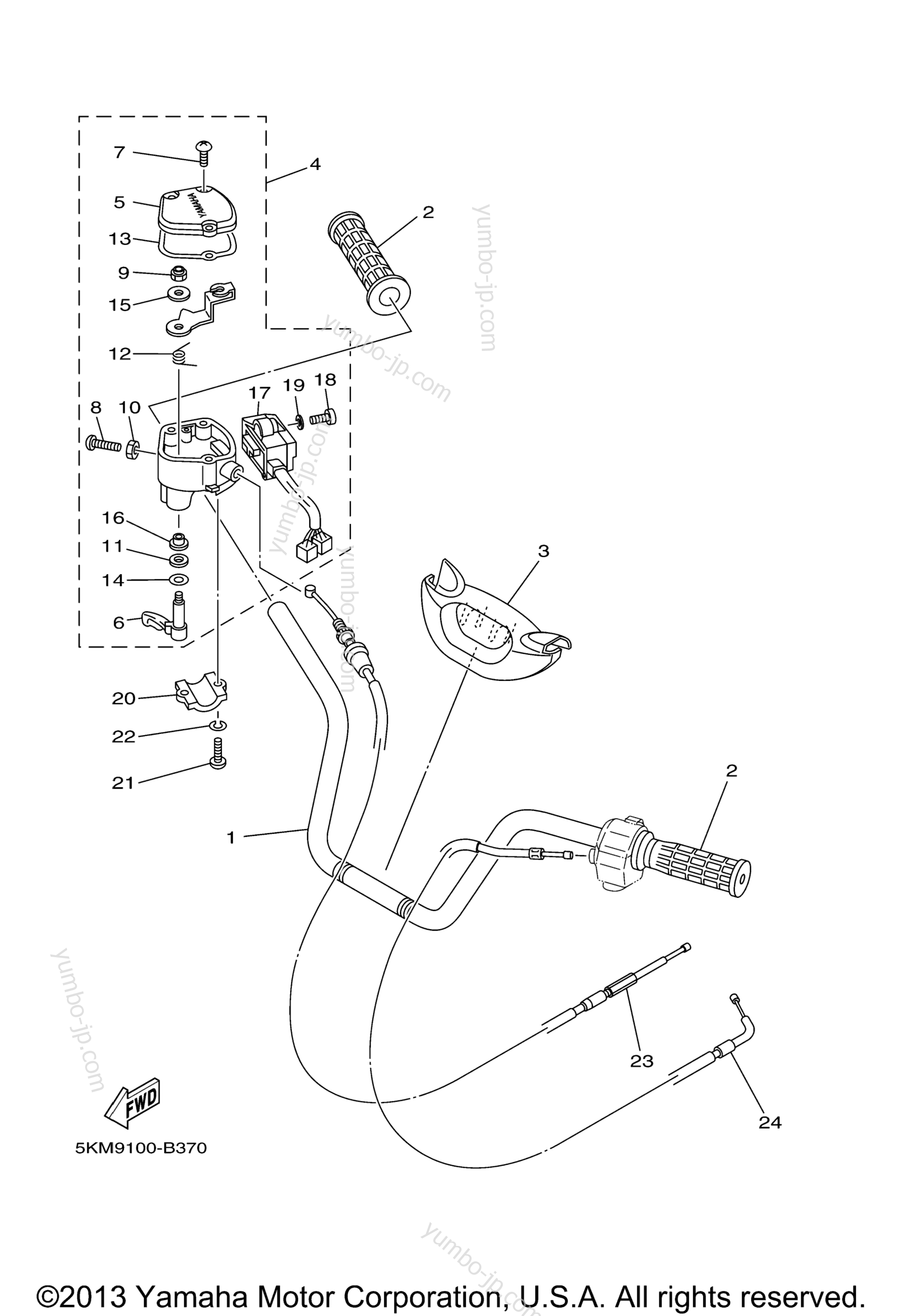 Steering Handle Cable для квадроциклов YAMAHA GRIZZLY 660 SPECIAL EDITION (YFM66FASEV) 2006 г.