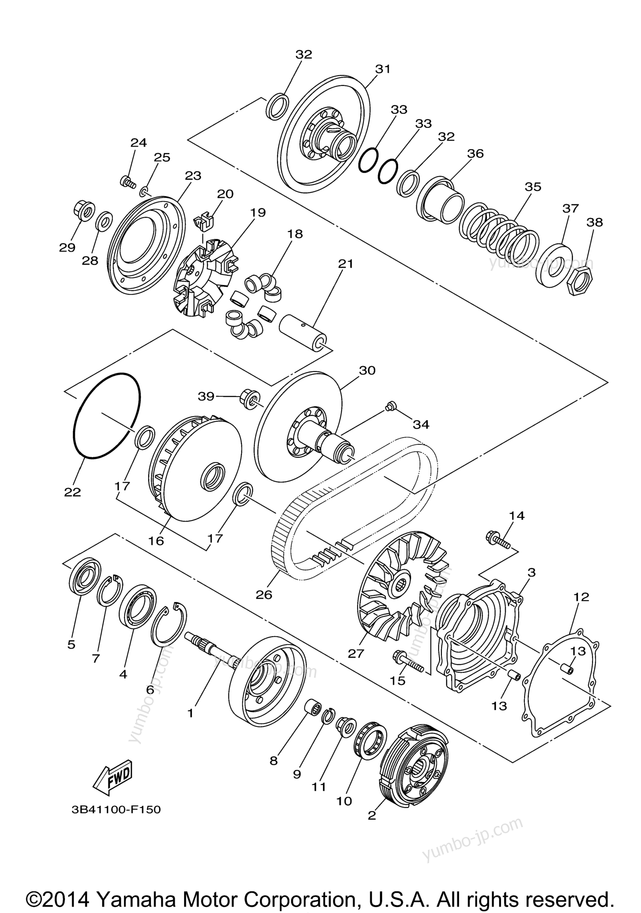 CLUTCH for ATVs YAMAHA GRIZZLY 700 FI EPS DUCKS UNLIMITED (YFM7FGPDUY) 2009 year