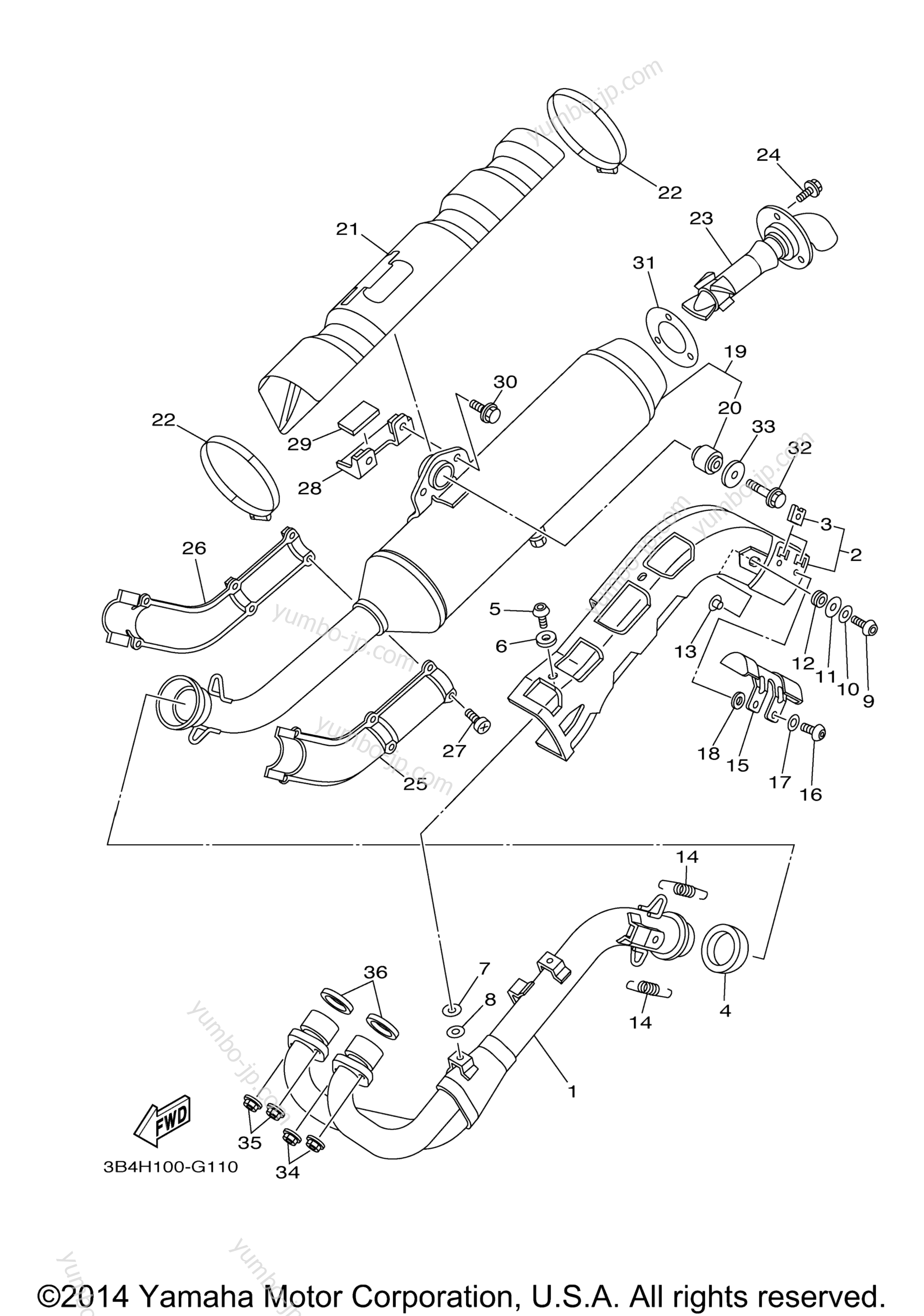 Exhaust for ATVs YAMAHA GRIZZLY 700 SPECIAL EDITION (YFM7FGPSPX) 2008 year